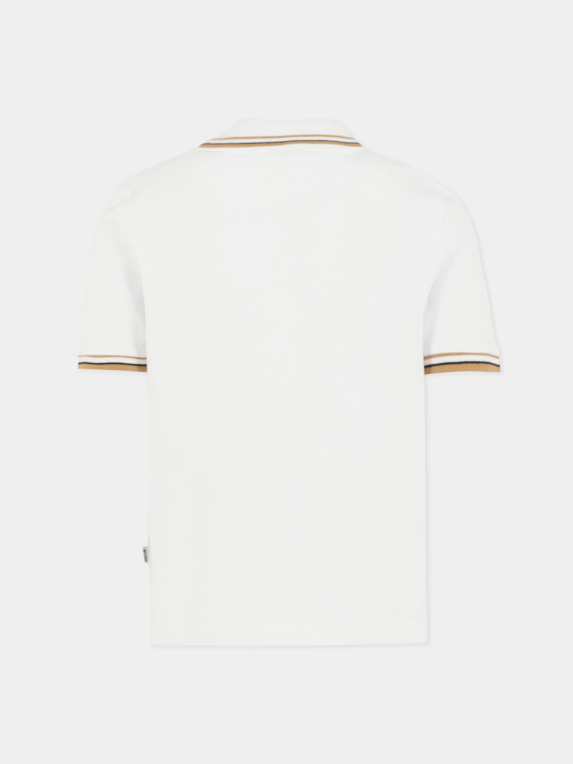 Polo bianca per bambino con logo,Boss,J52332 10P