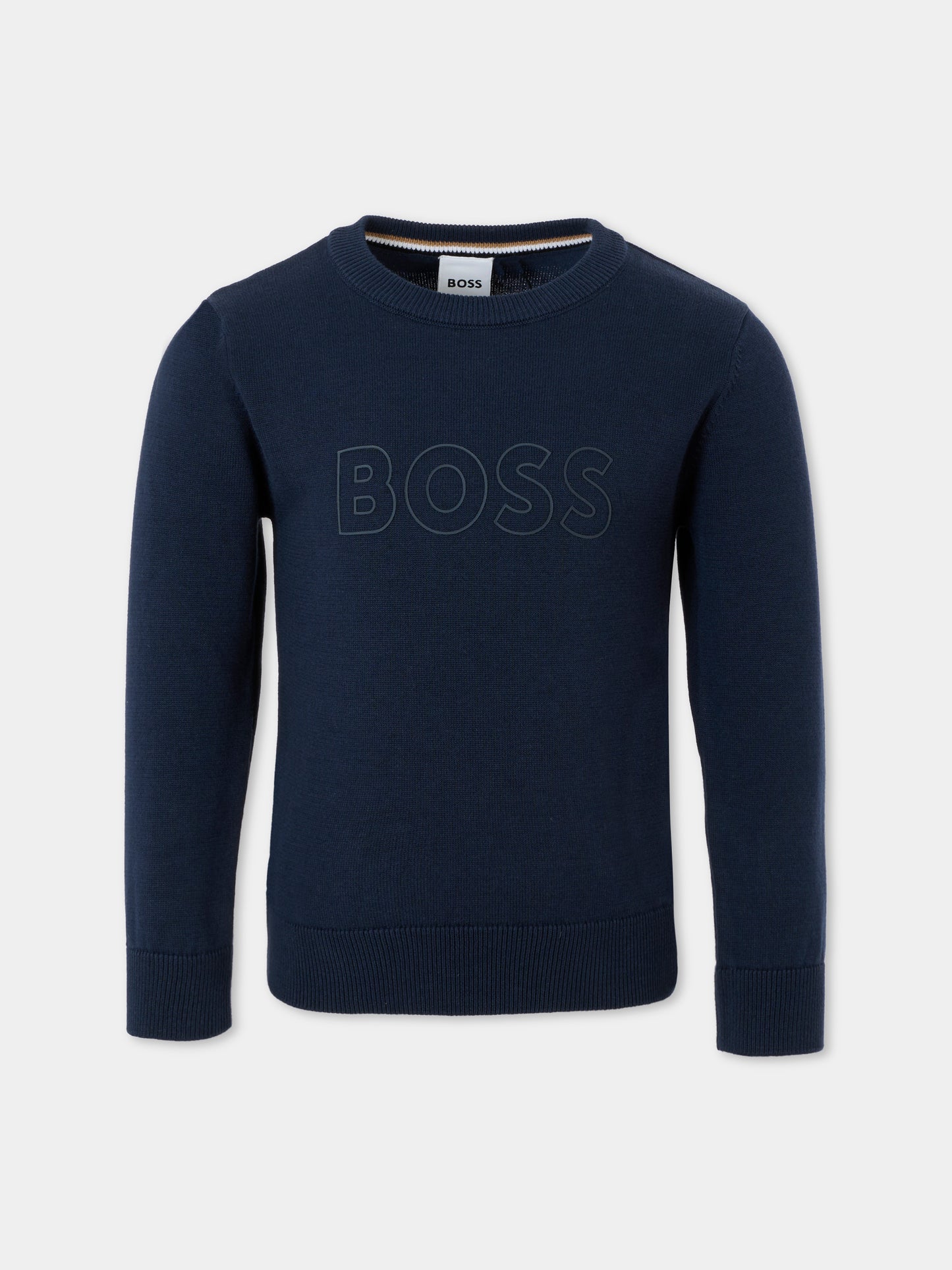 Maglione blu per bambino con logo,Boss,J52338 849