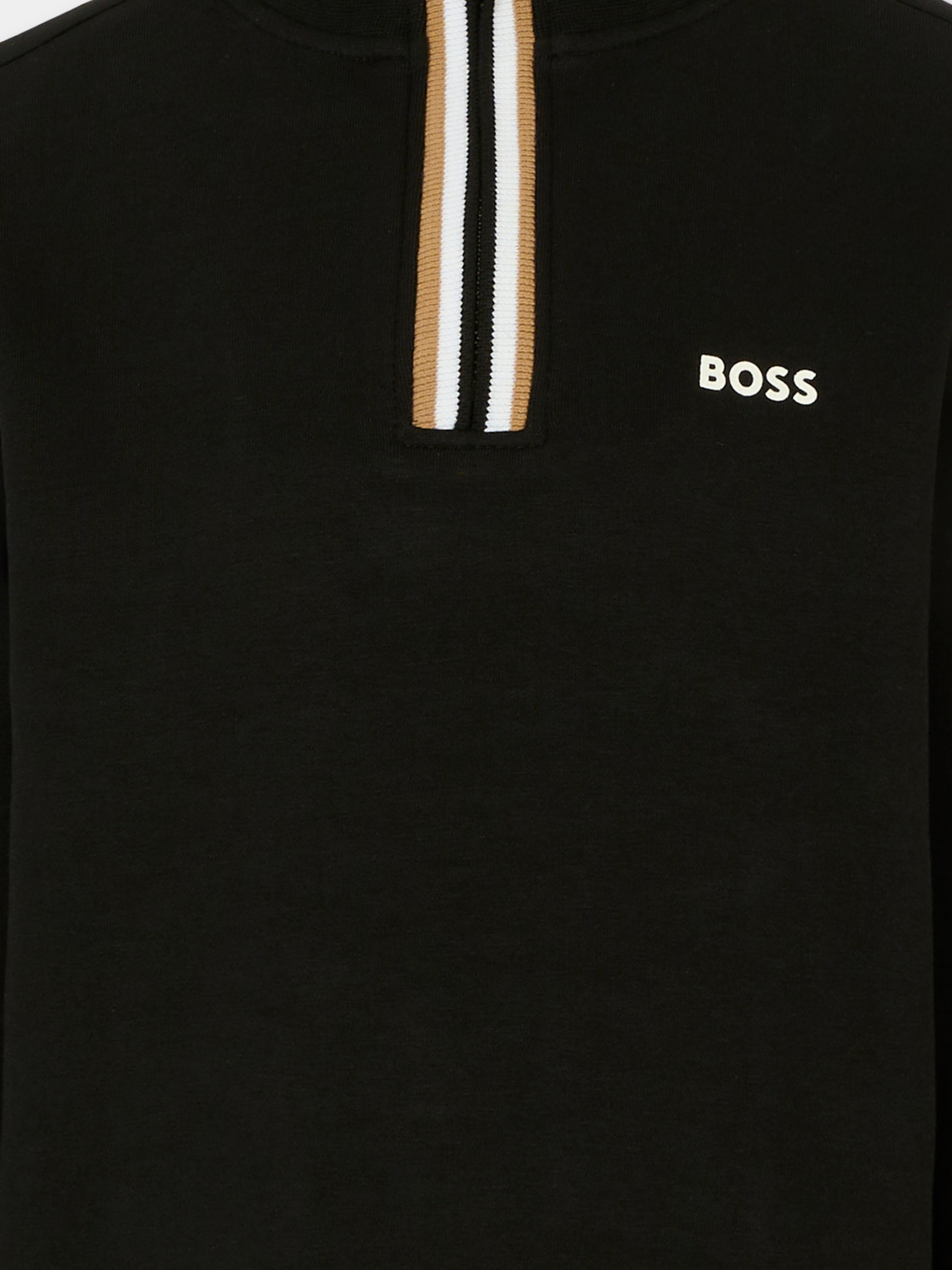 Felpa nera per bambino con logo,Boss,J52359 09B