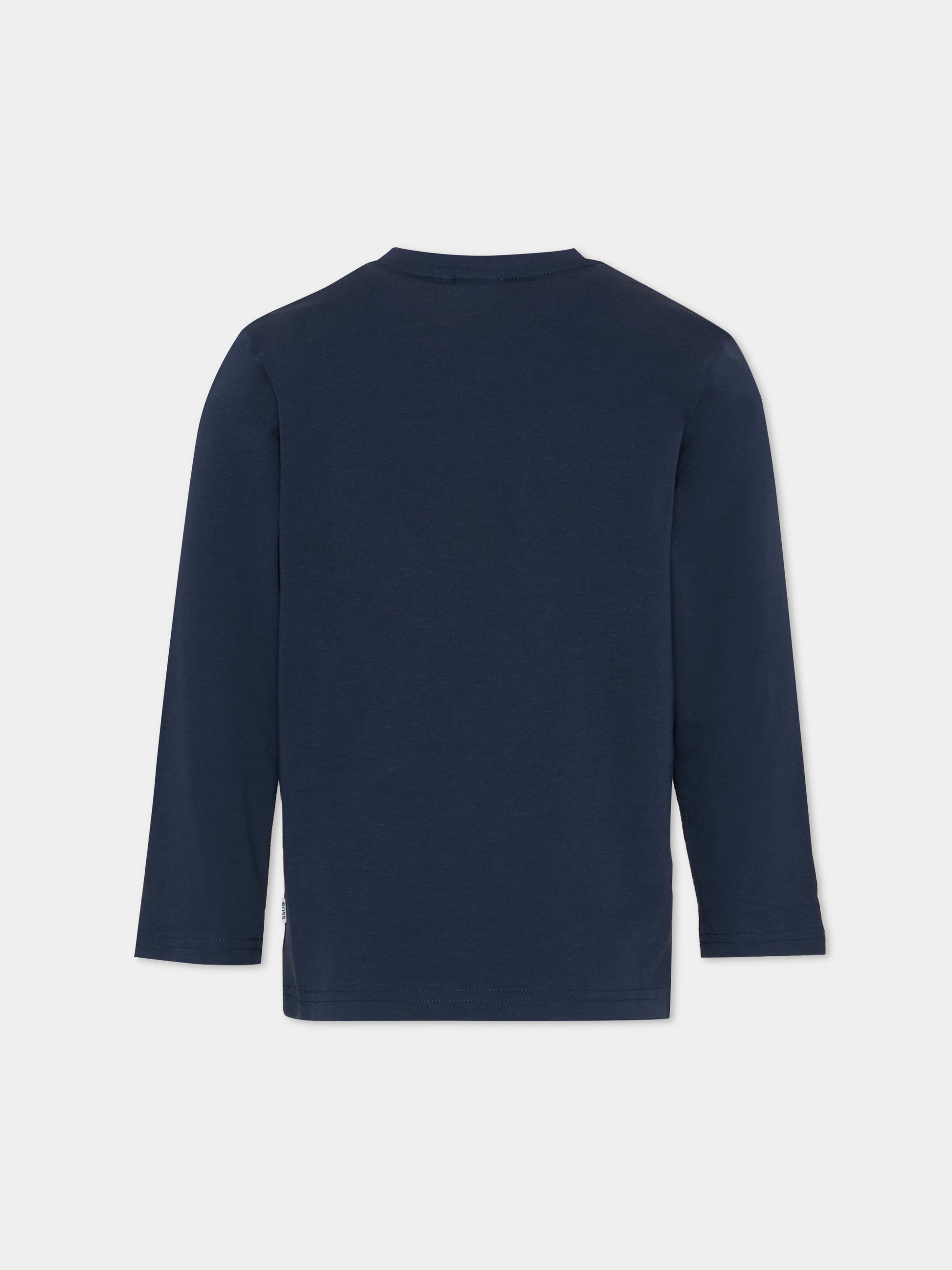 T-shirt blu per bambino con logo,Boss,J52364 849