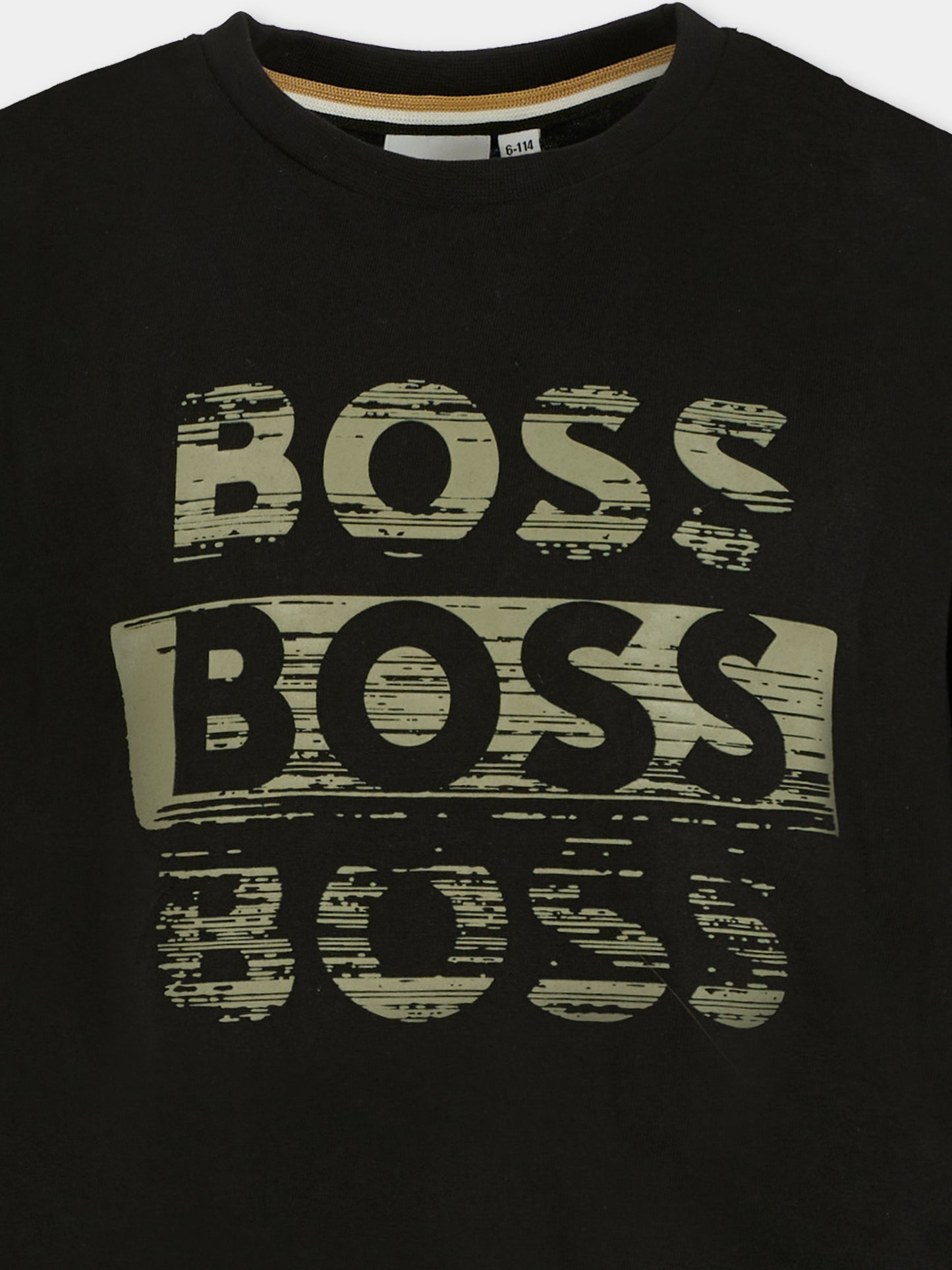 T-shirt nera per bambino con logo,Boss,J52366 09B