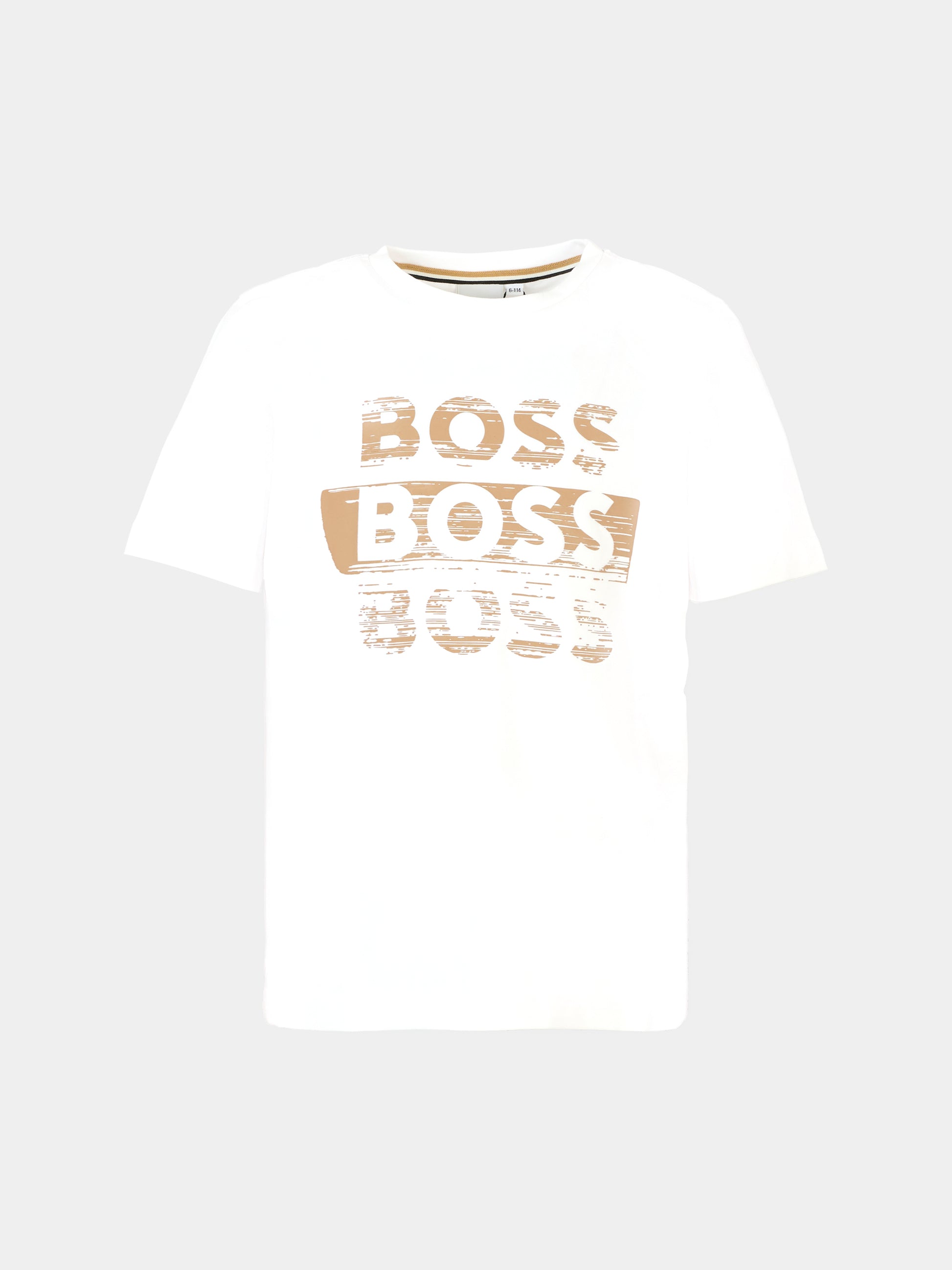 T-shirt bianca per bambino con logo,Boss,J52366 10P