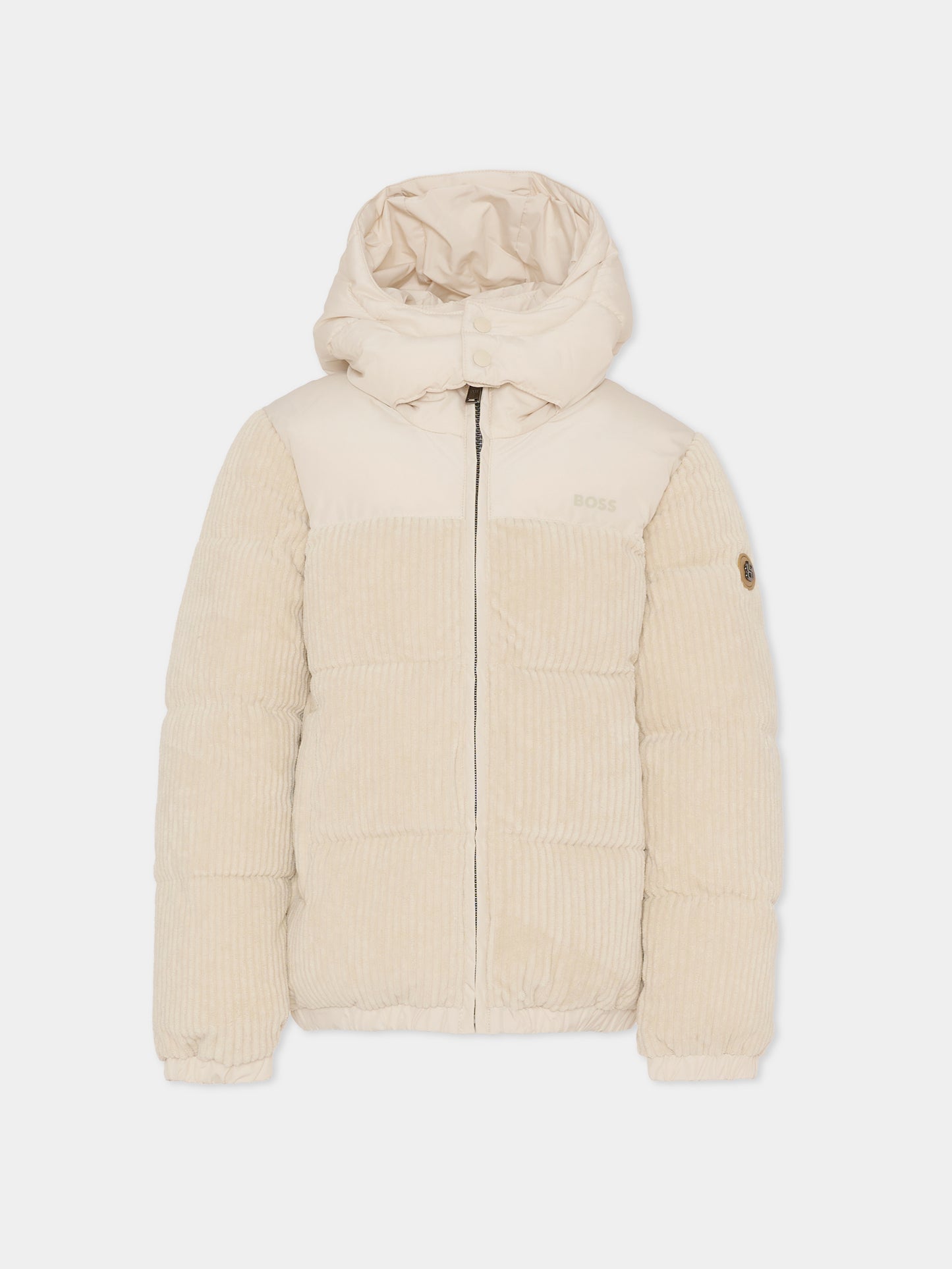 Piumino avorio per bambino con logo,Boss,J52393 21C