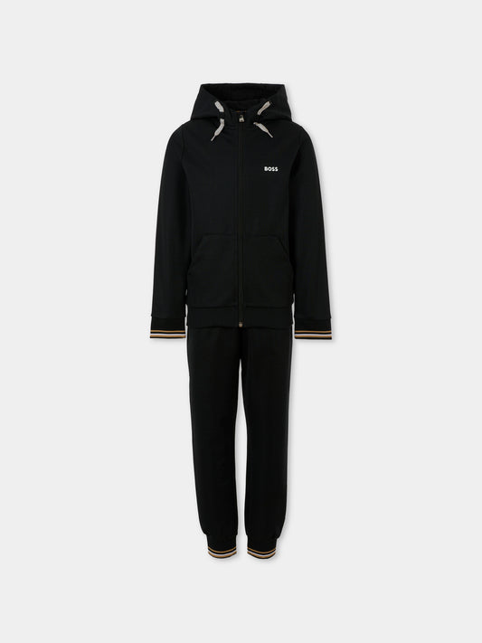 Completo nero per bambino con logo bianco,Boss,J52399 09B