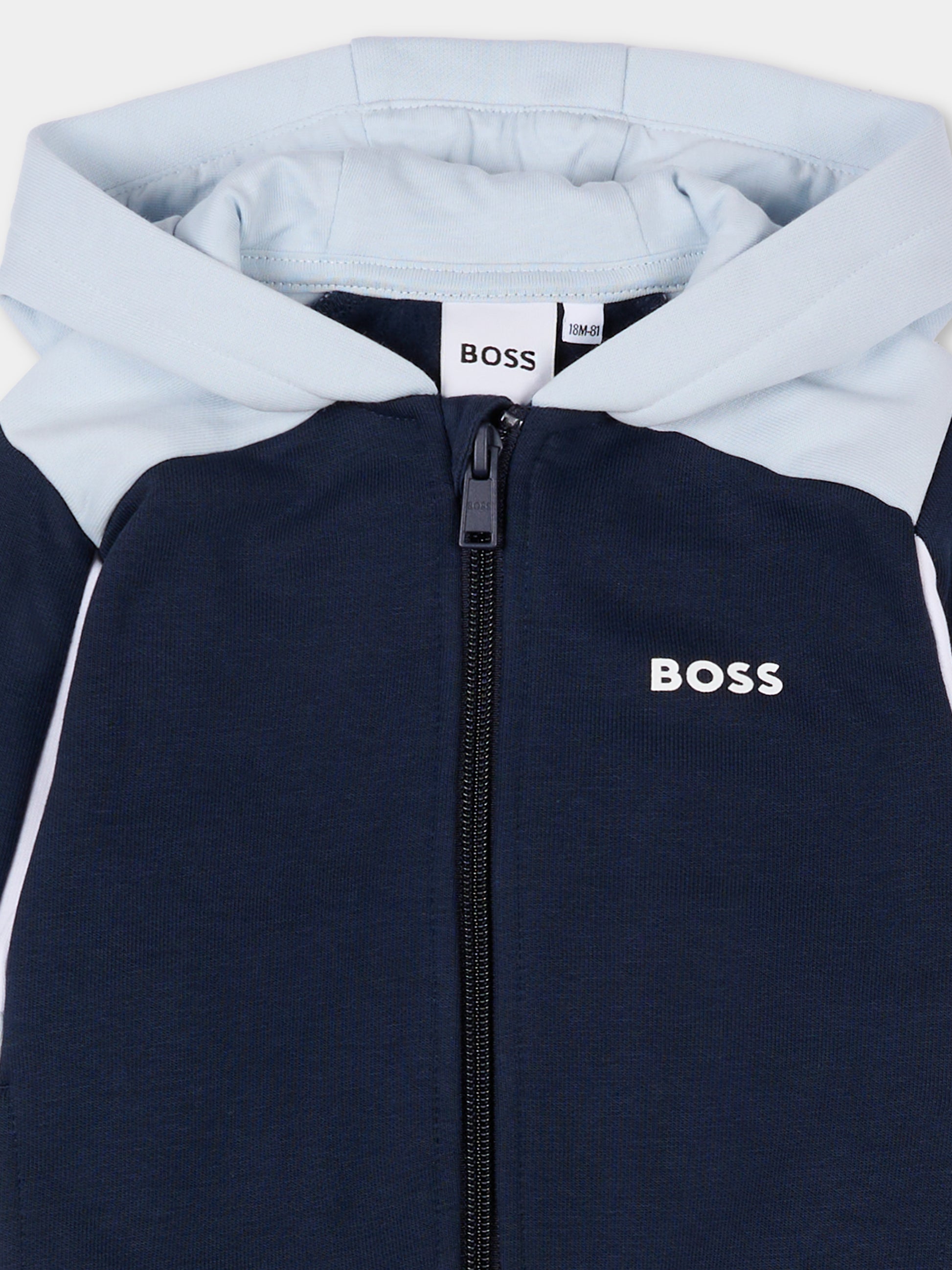 Felpa blu per neonato con logo,Boss,J52447 849