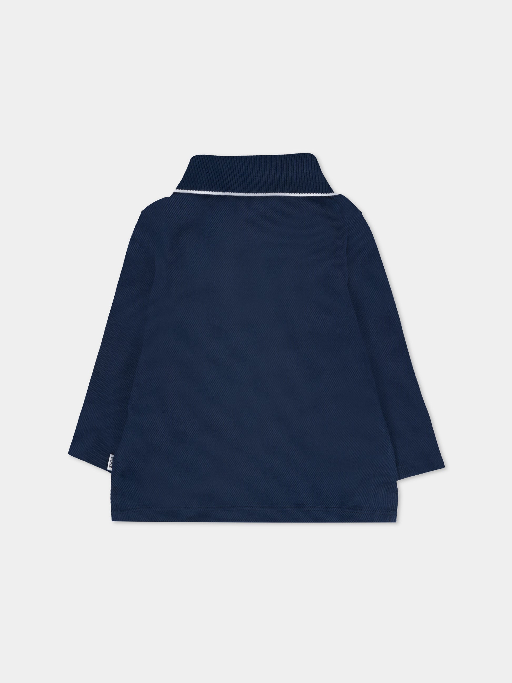 Polo blu per neonato con logo,Boss,J52449 849