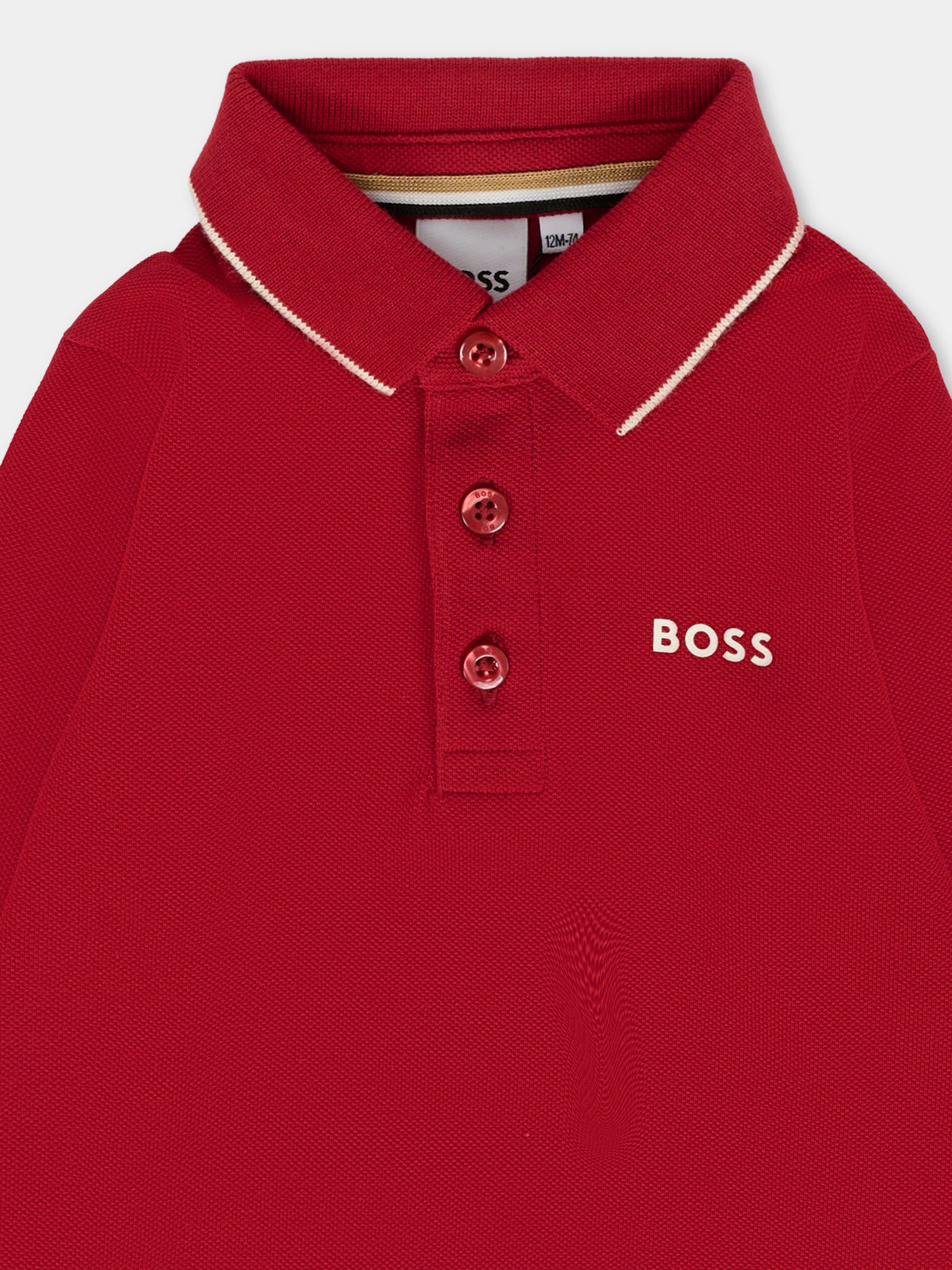 Polo rossa per neonato con logo,Boss,J52449 96D