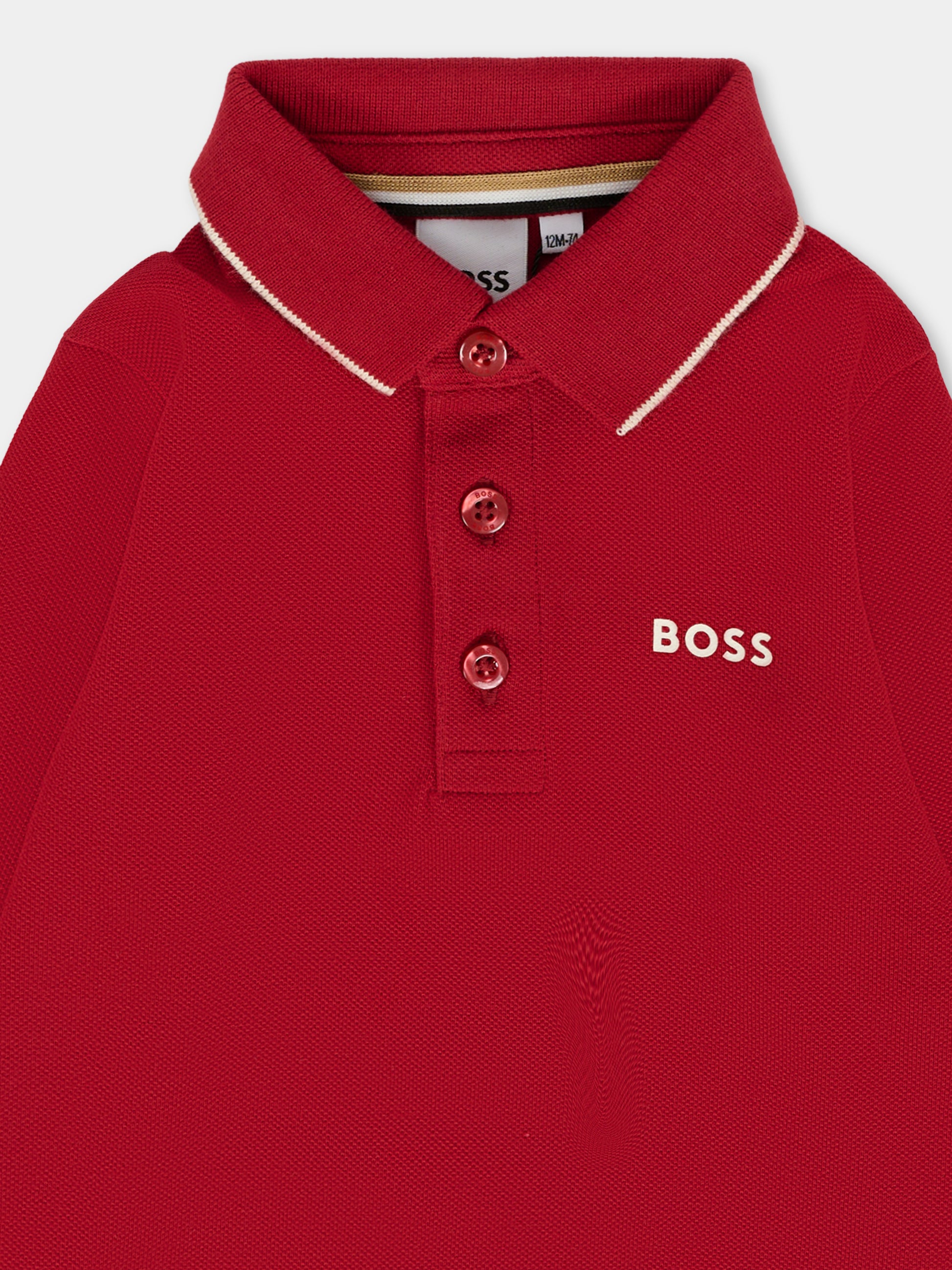 Polo rossa per neonato con logo,Boss,J52449 96D