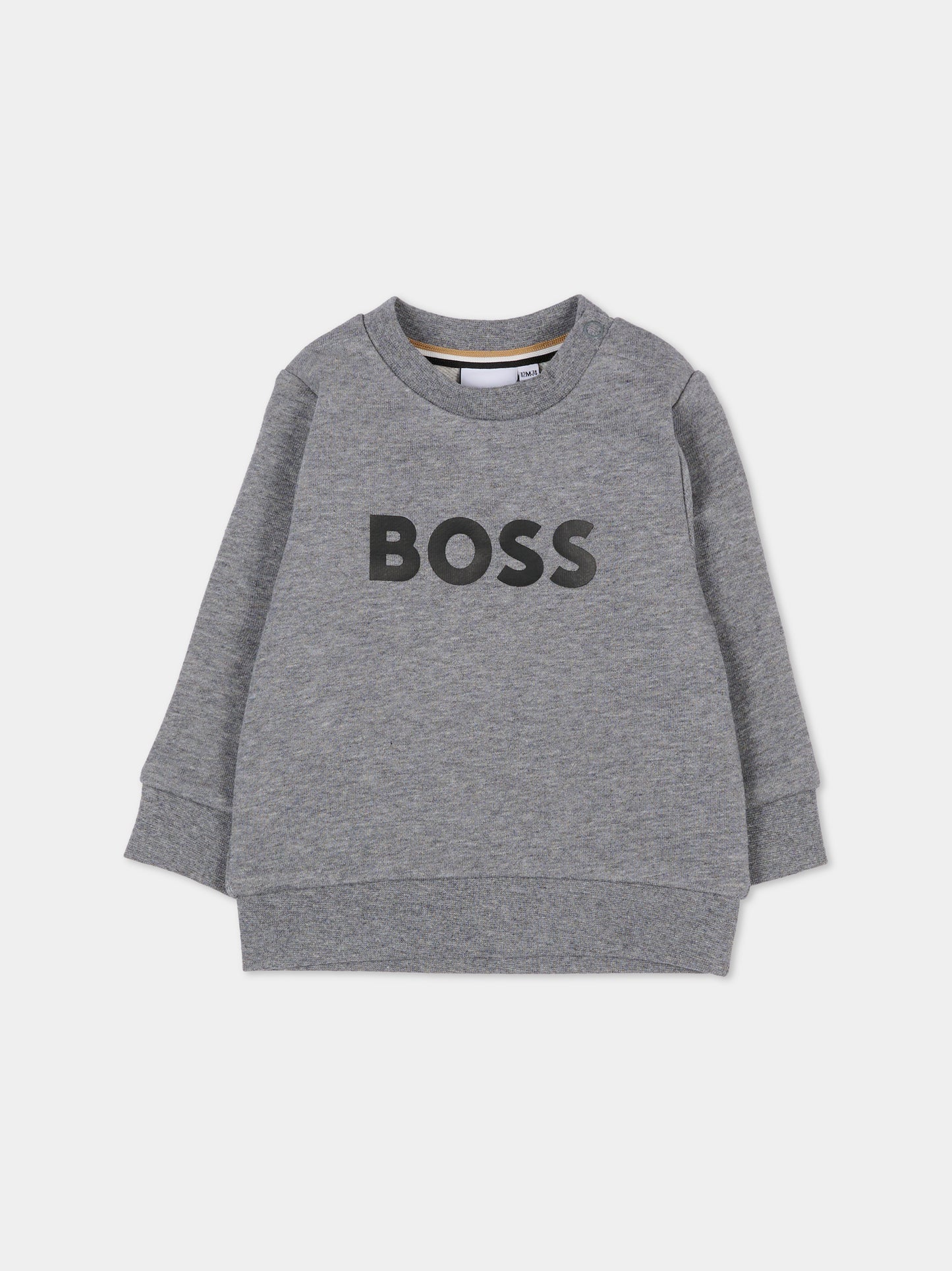 Felpa grigia per neonato con logo,Boss,J52458 A46