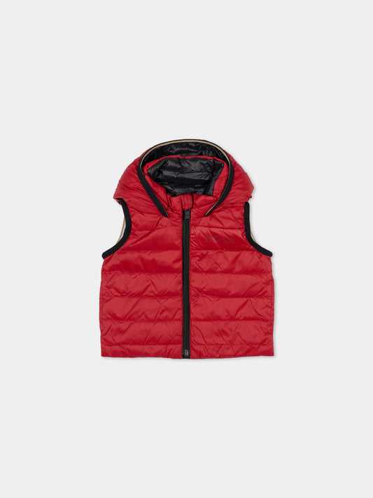 Gilet reversibile rosso per neonato con logo,Boss,J52474 96D