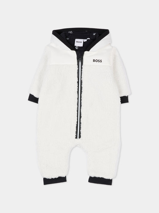 Tutina bianca per neonato con logo,Boss,J52488 117