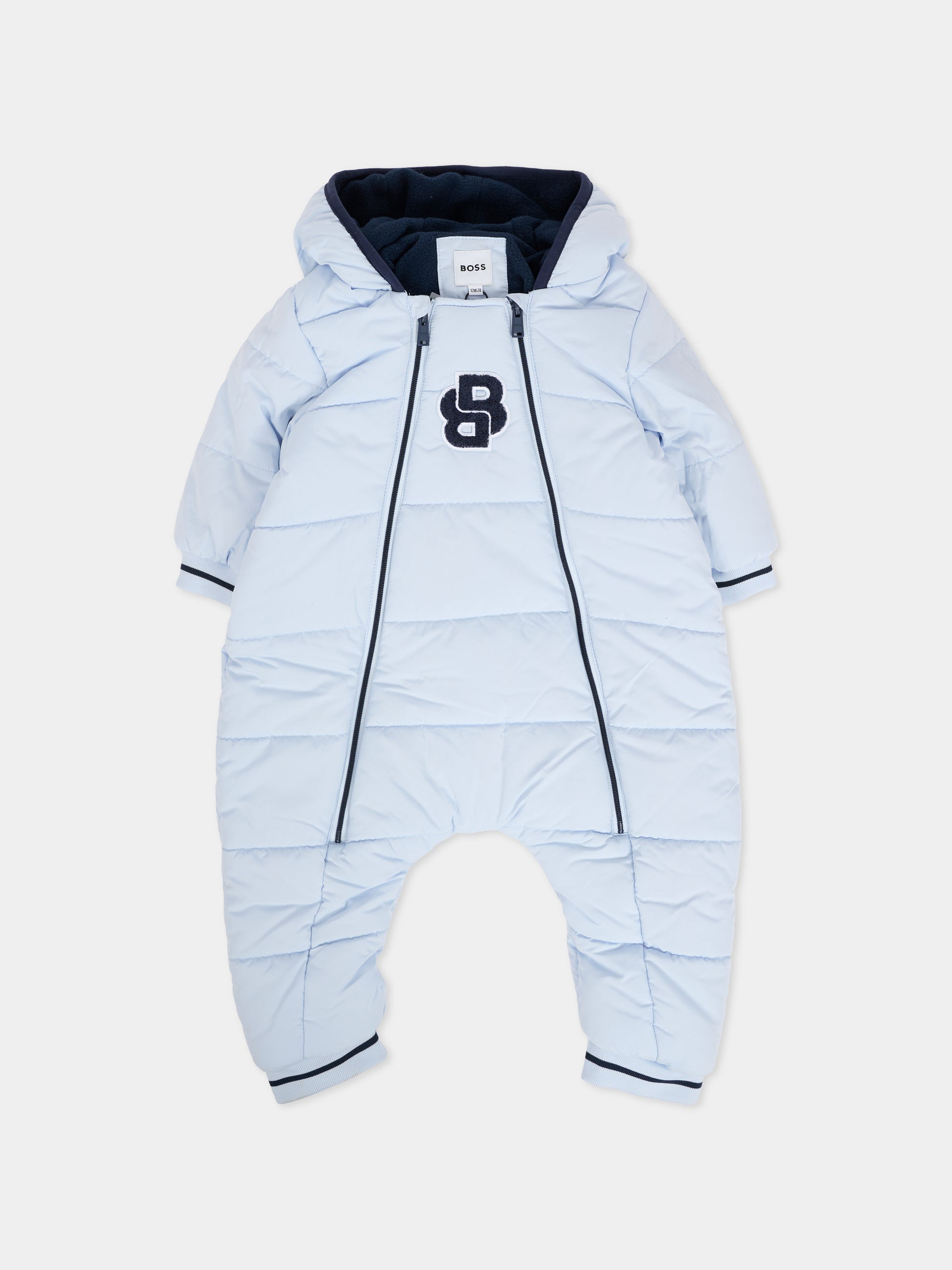 Piumino celeste per neonato con logo,Boss,J52516 771