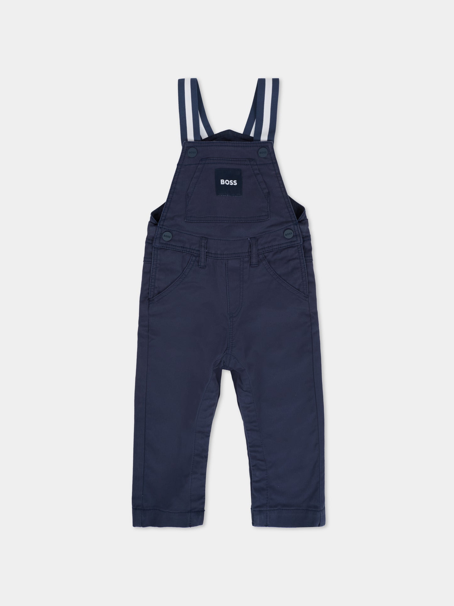 Salopette blu per neonato con patch,Boss,J52517 849