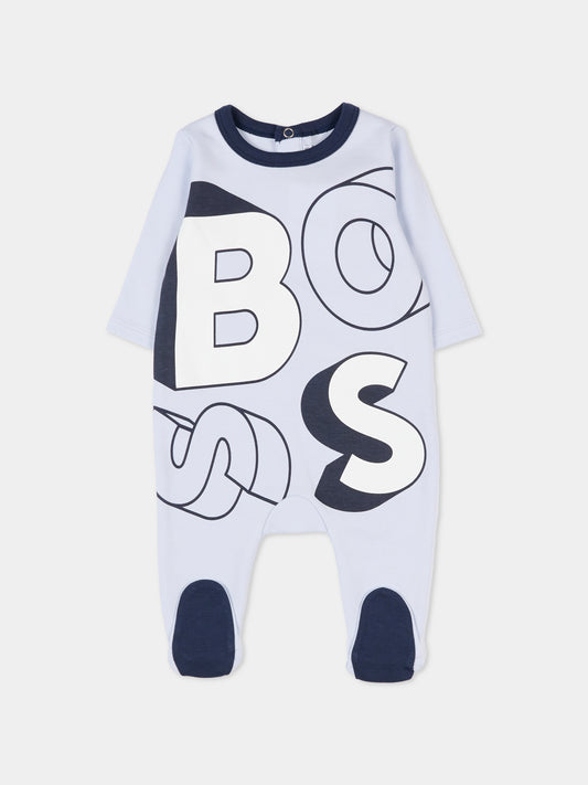 Tutina azzurra per neonato con logo,Boss,J52521 771