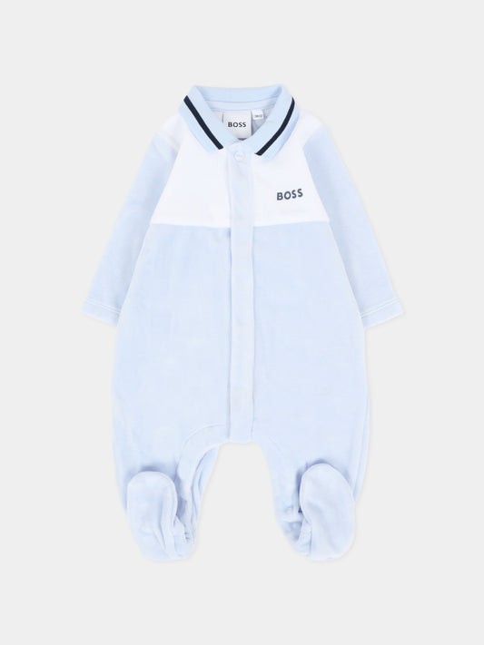 Tutina celeste per neonato con logo,Boss,J52522 771