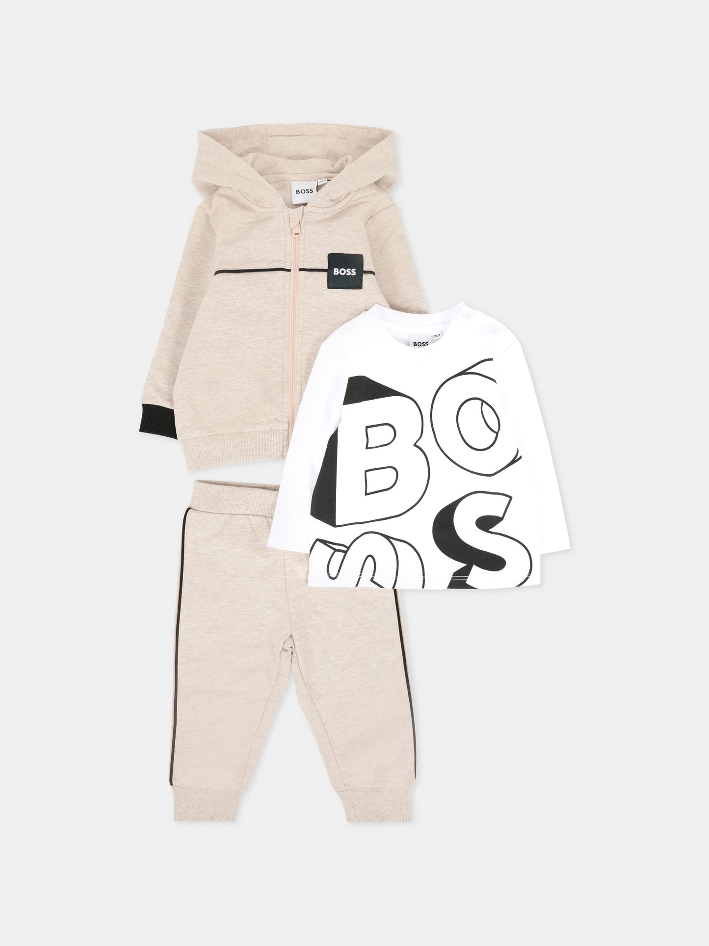 Completo beige per neonato con logo,Boss,J52527 B51