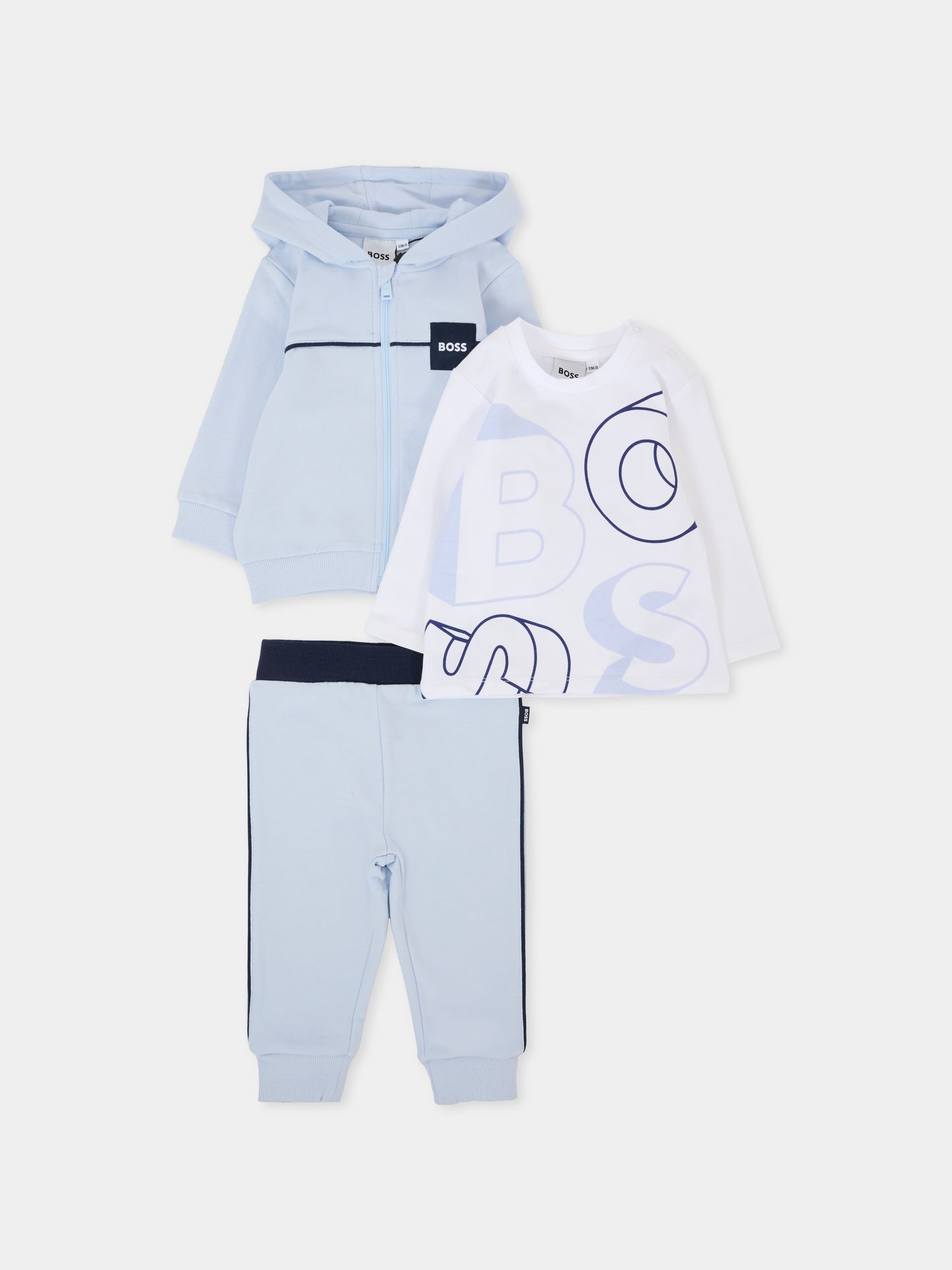 Completo celeste per neonato con logo,Boss,J52527 771