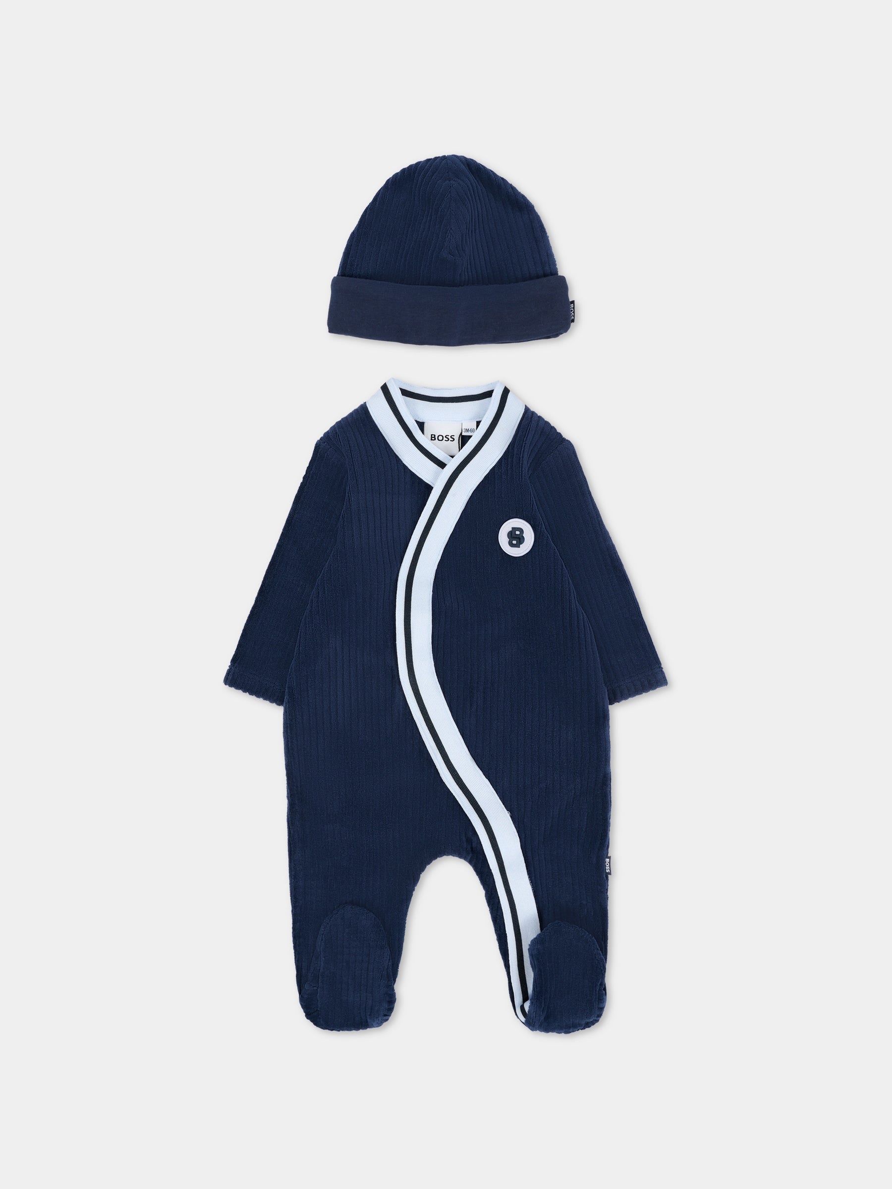 Set tutina blu per neonato con logo,Boss,J52531 849