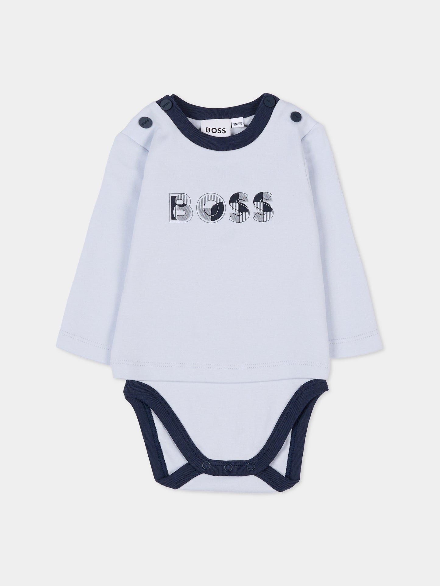 Set body azzurro per neonato con logo,Boss,J52539 771