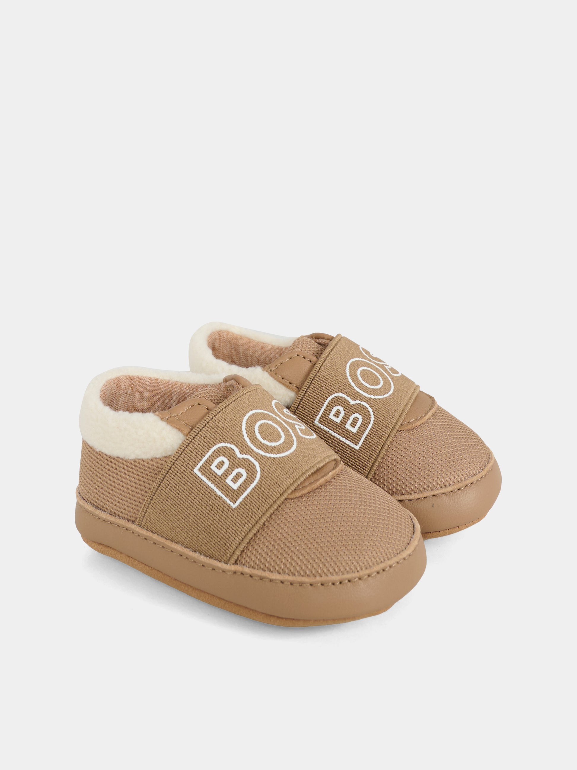 Sneakers beige per neonato con logo,Boss,J52589 269