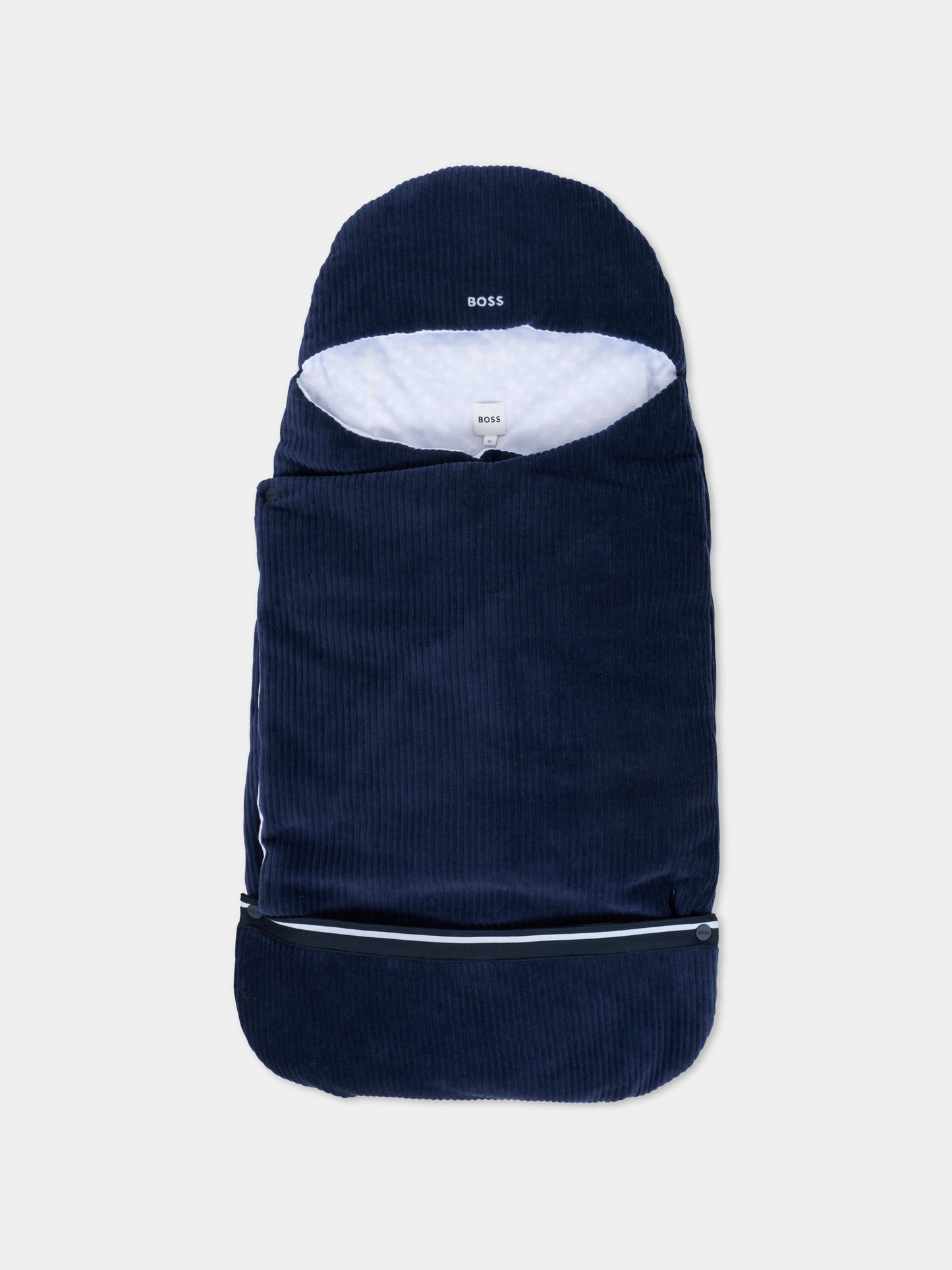 Sacco nanna blu per neonato con logo ricamato,Boss,J52602 849