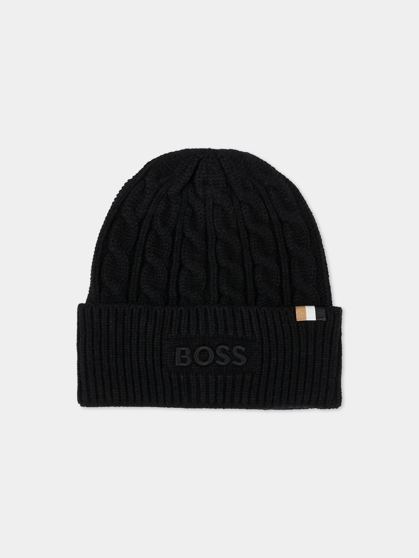Berretto nero per bambino con logo,Boss,J52624 09B