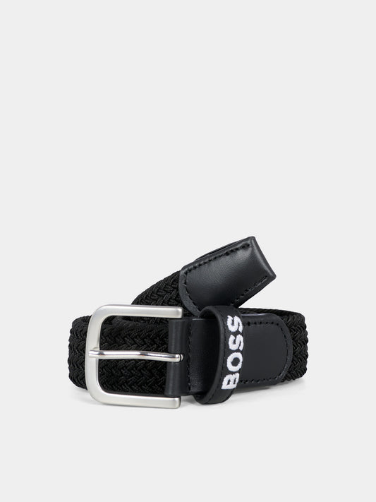 Cintura nera per bambino con logo,Boss,J52632 09B