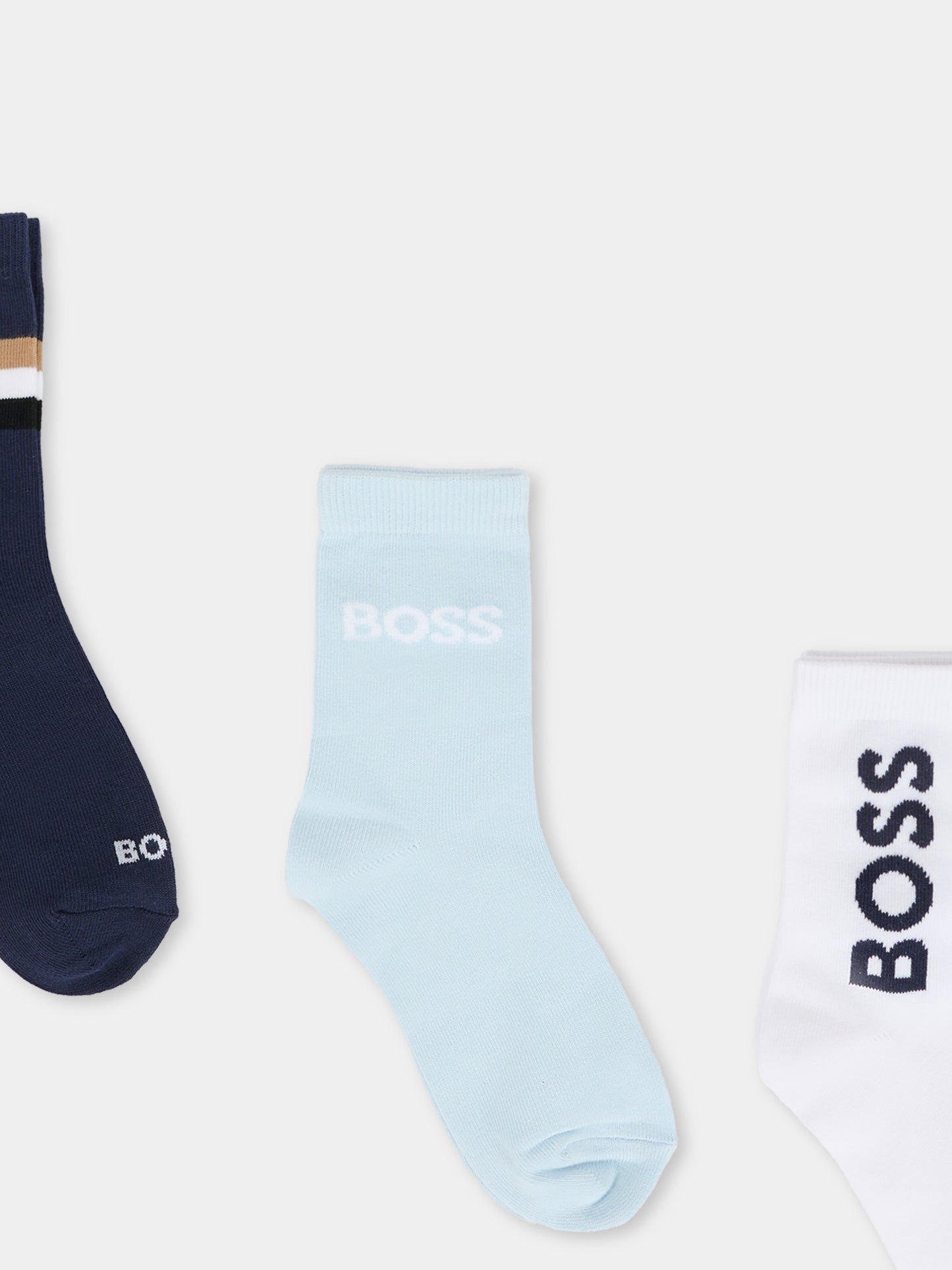 Set calze bianco per bambino con logo,Boss,J52636 10P