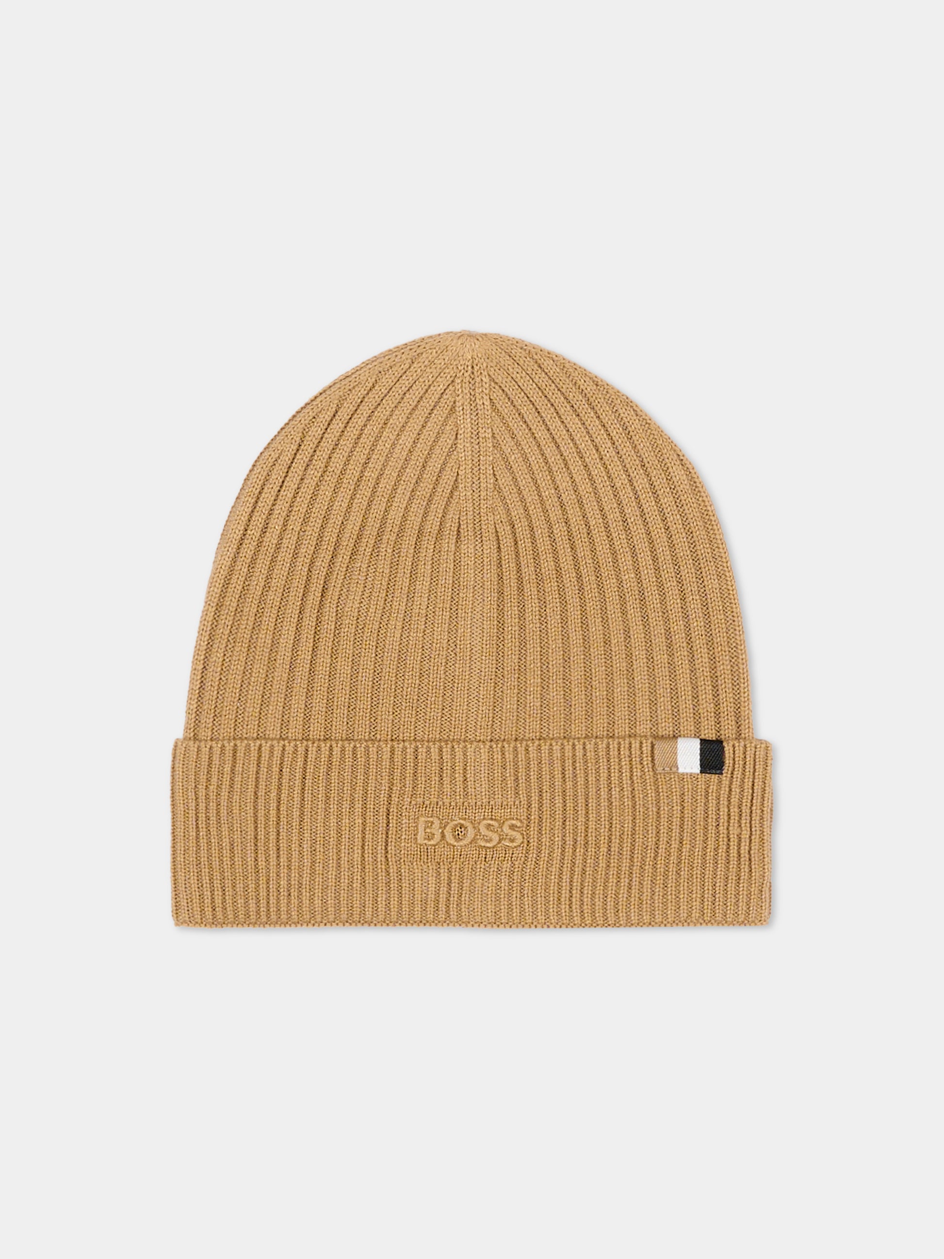 Berretto beige per neonato con logo,Boss,J52650 269