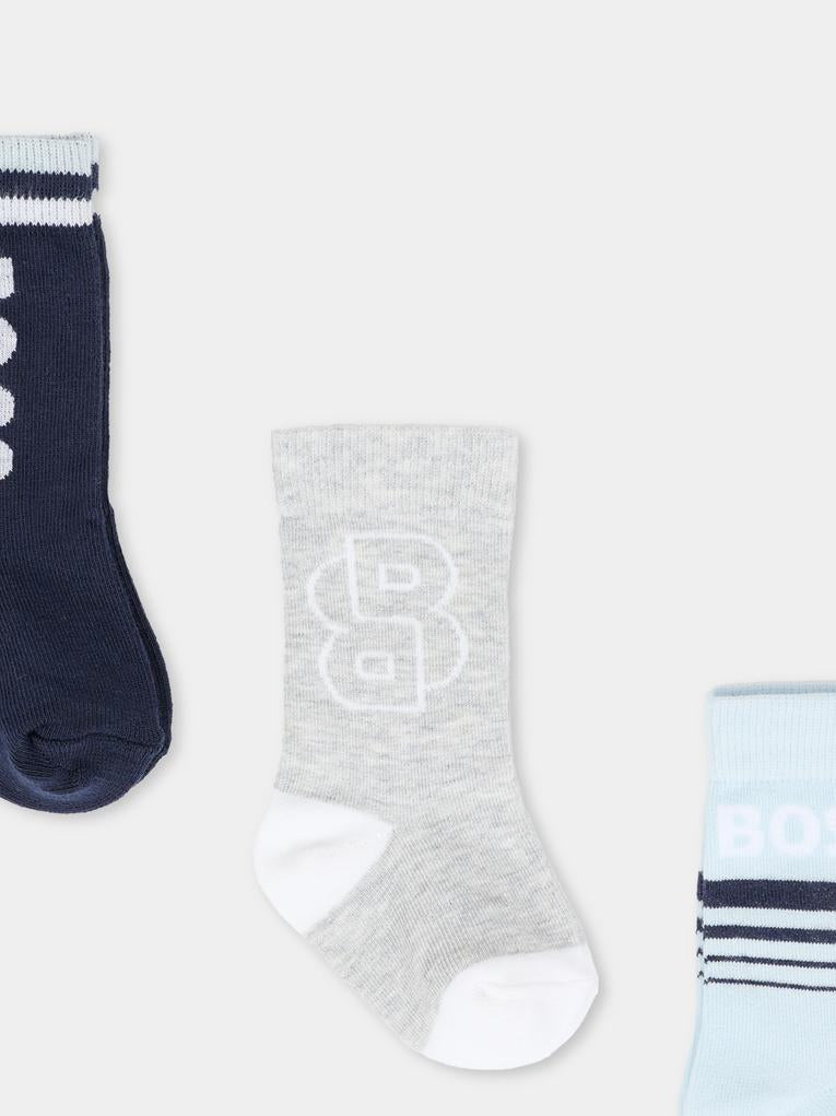 Set calzini grigi per neonato con logo,Boss,J52654 A32