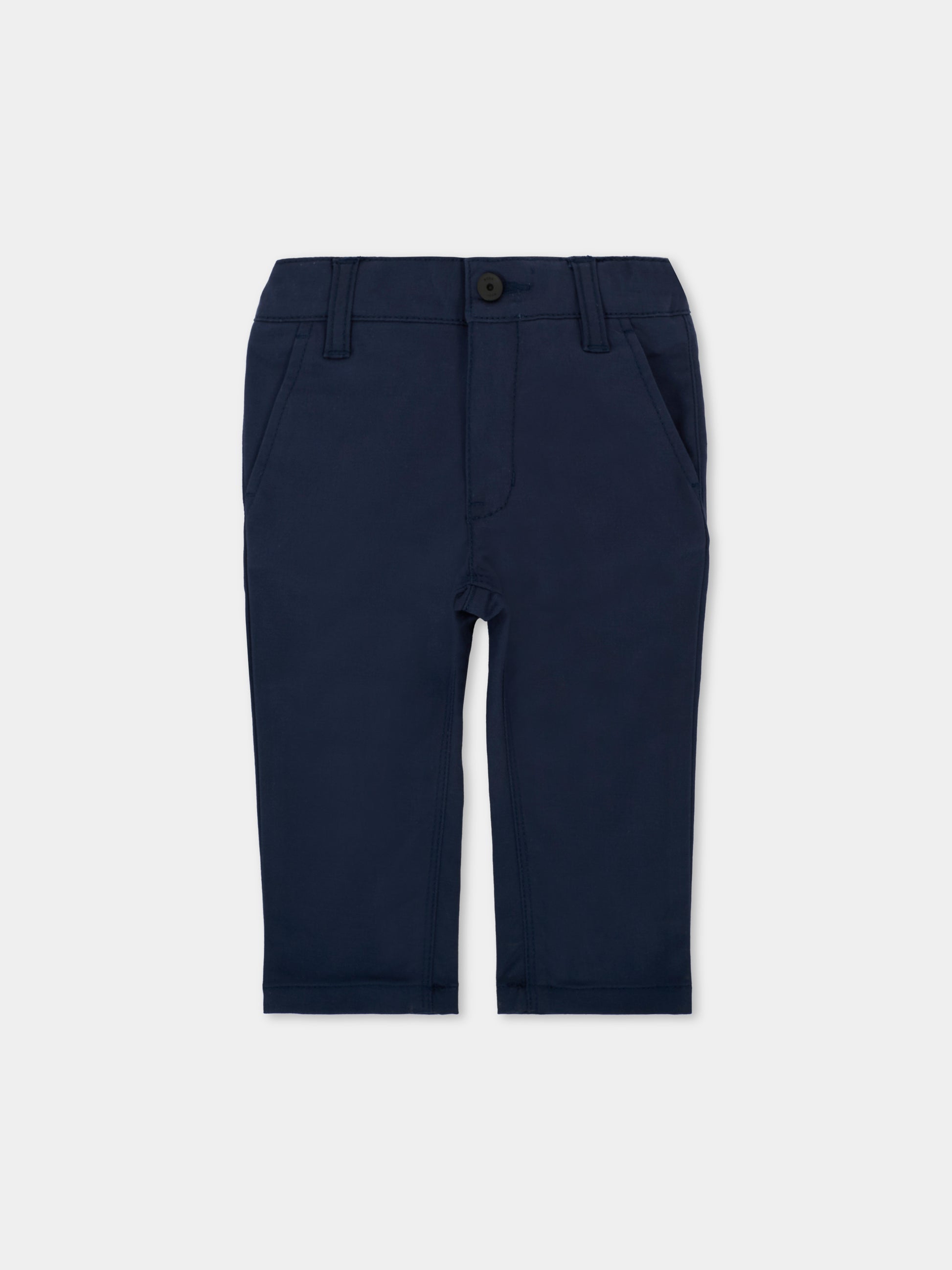 Pantaloni blu per neonato con patch logato,Boss,J52705 849