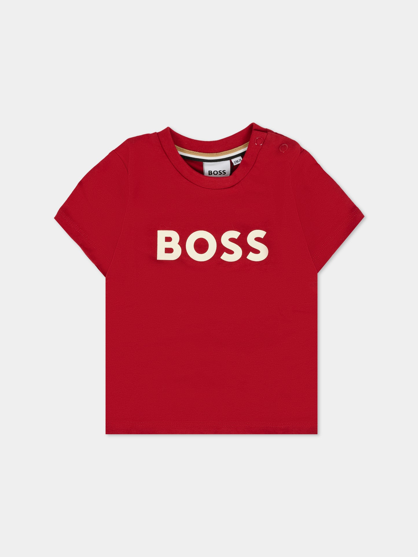 T-shirt rossa per neonato con logo,Boss,J52712 96D