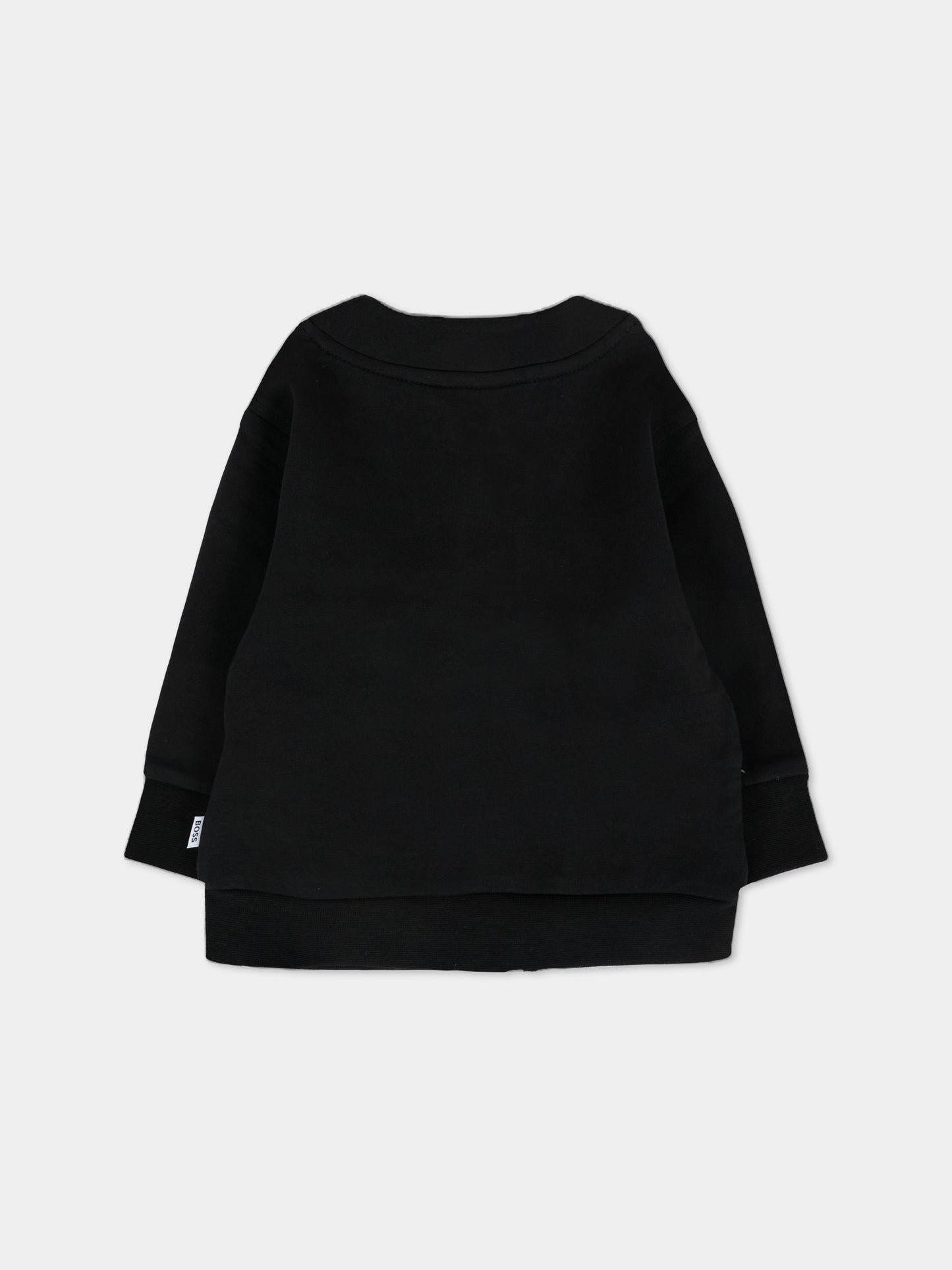Cardigan nero per neonato con logo BB,Boss,J52722 09B