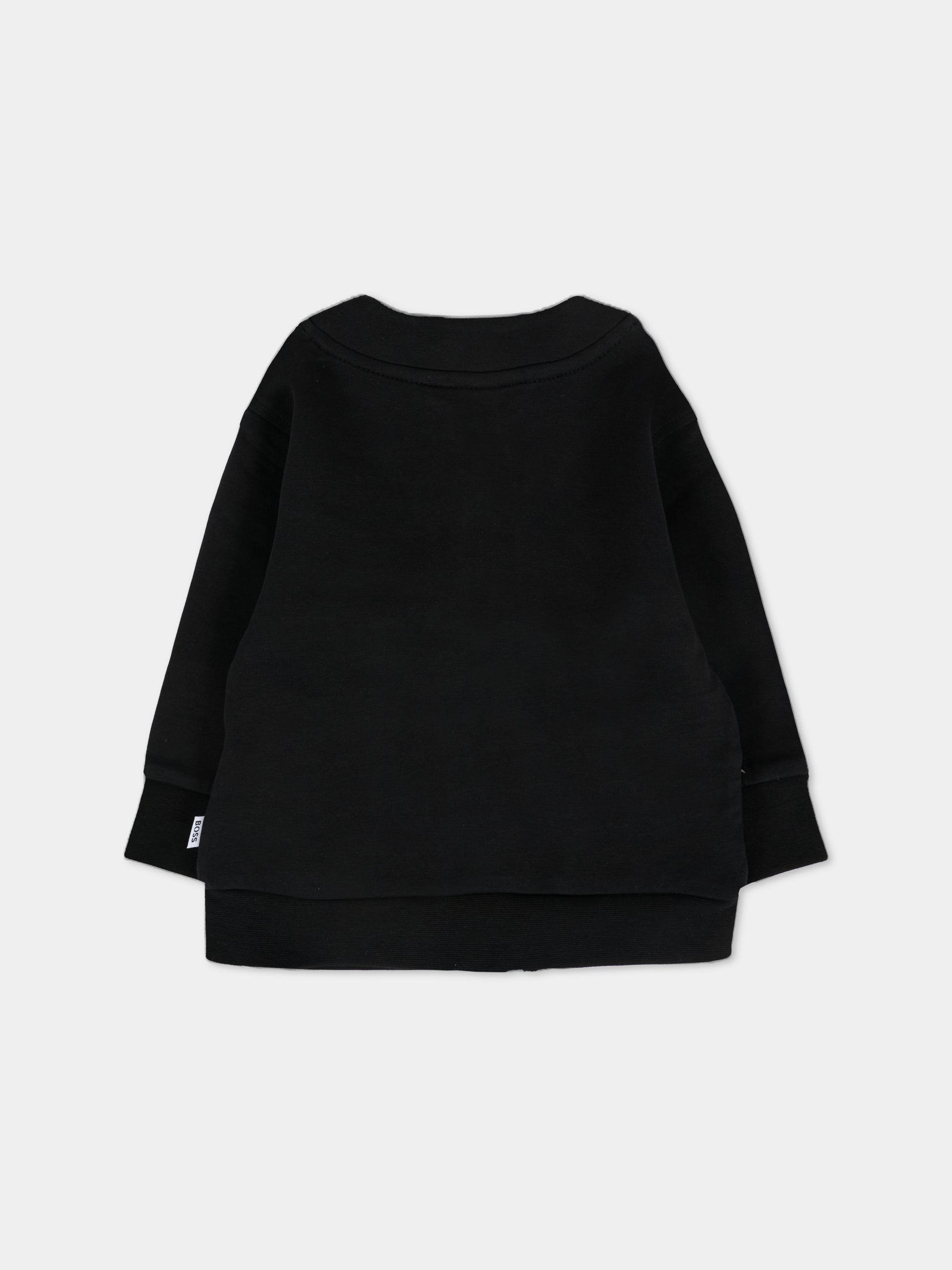 Cardigan nero per neonato con logo BB,Boss,J52722 09B