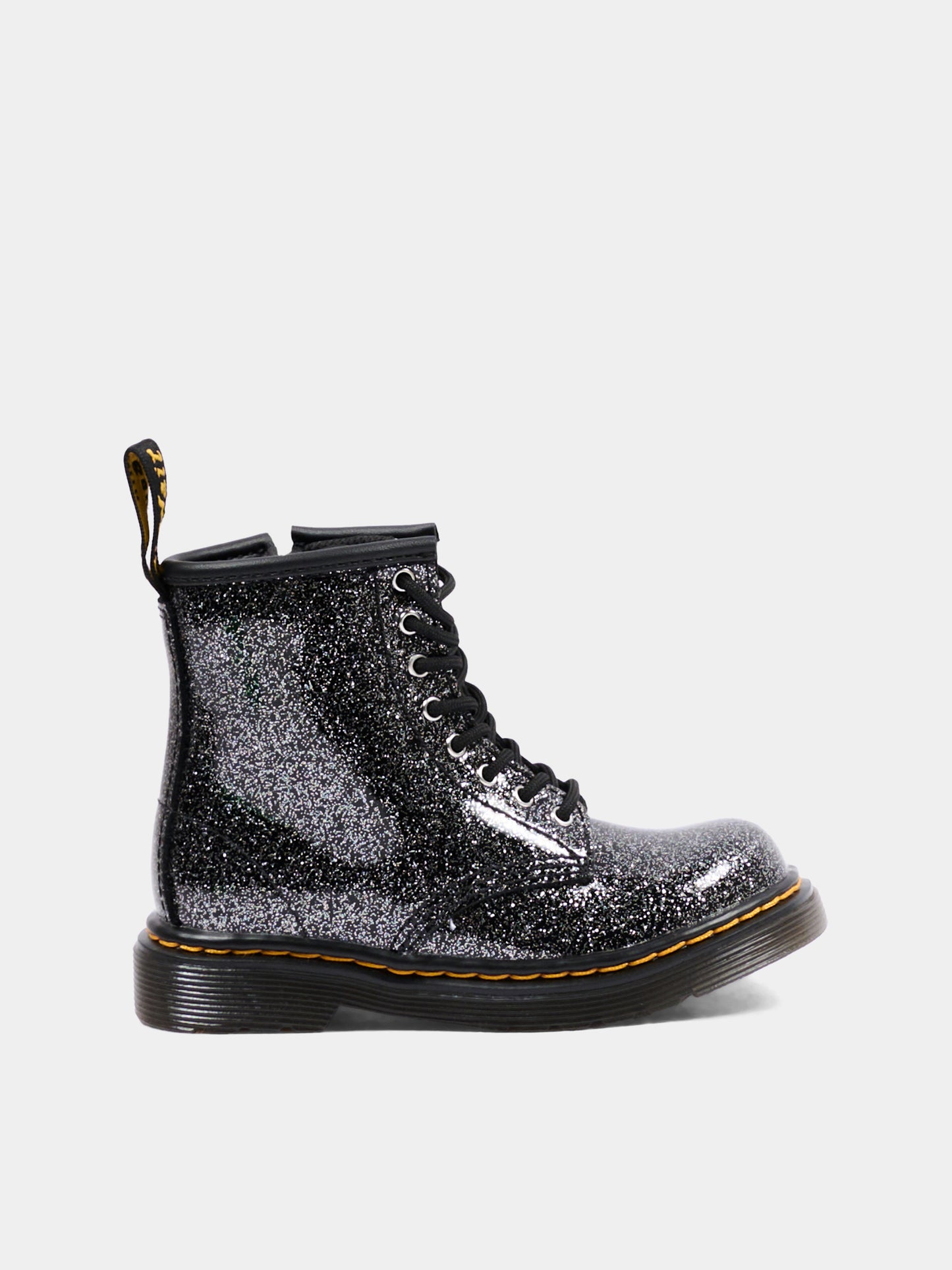 Anfibi neri 1460 T per bambina con lurex,Dr. Martens,1460 T 8 EYE BOOT 41435001 BLACK