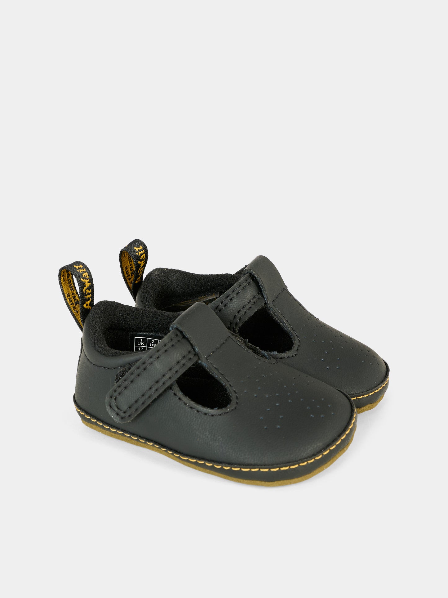 Occhi di bue neri Polley Crib per neonati,Dr. Martens,POLLEY CRIB T BAR SHOE 41426960 BLACK