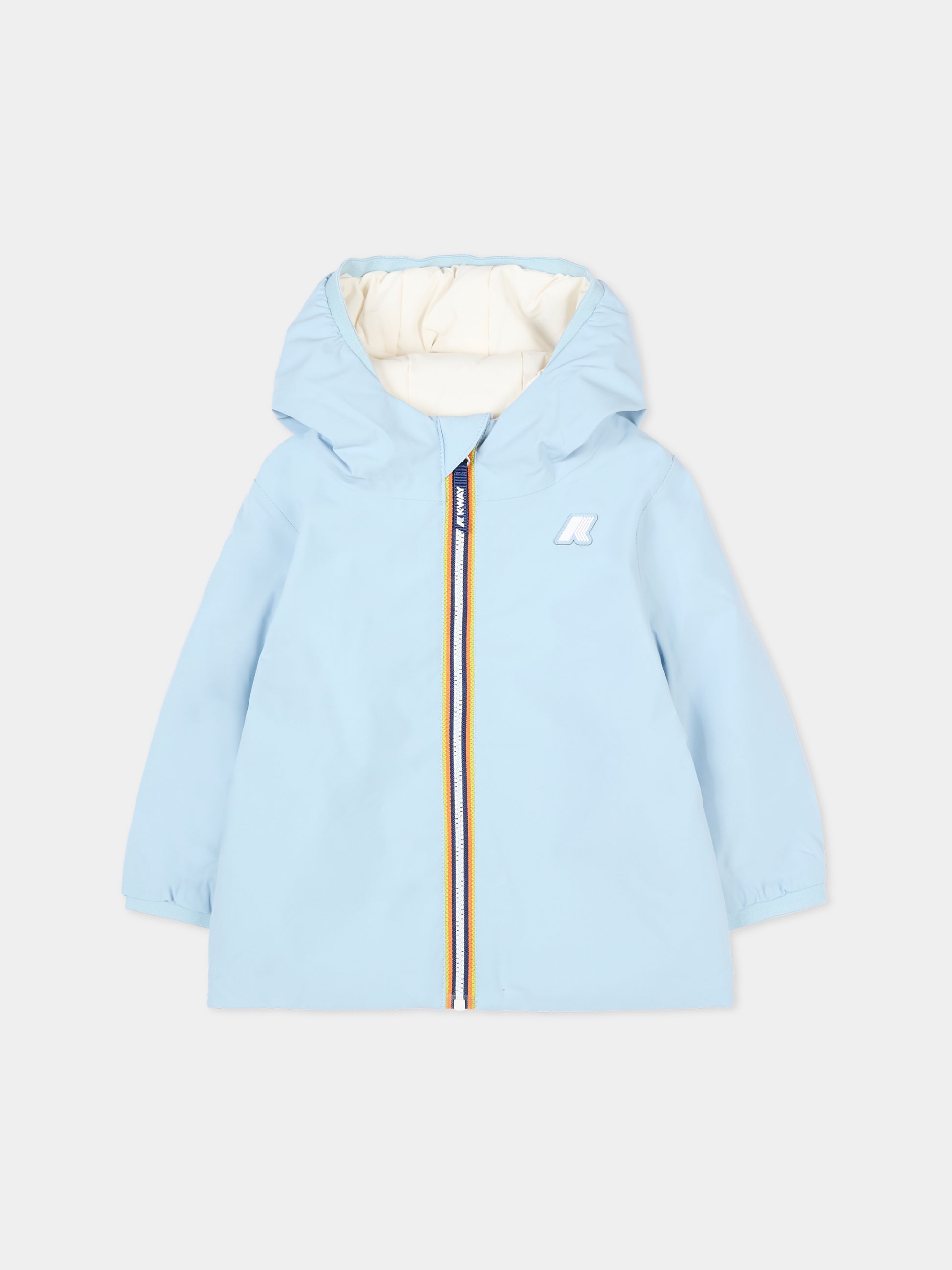 Piumino reversibile Jack St Warm celeste per neonato con logo,K-way,K71338W BBF