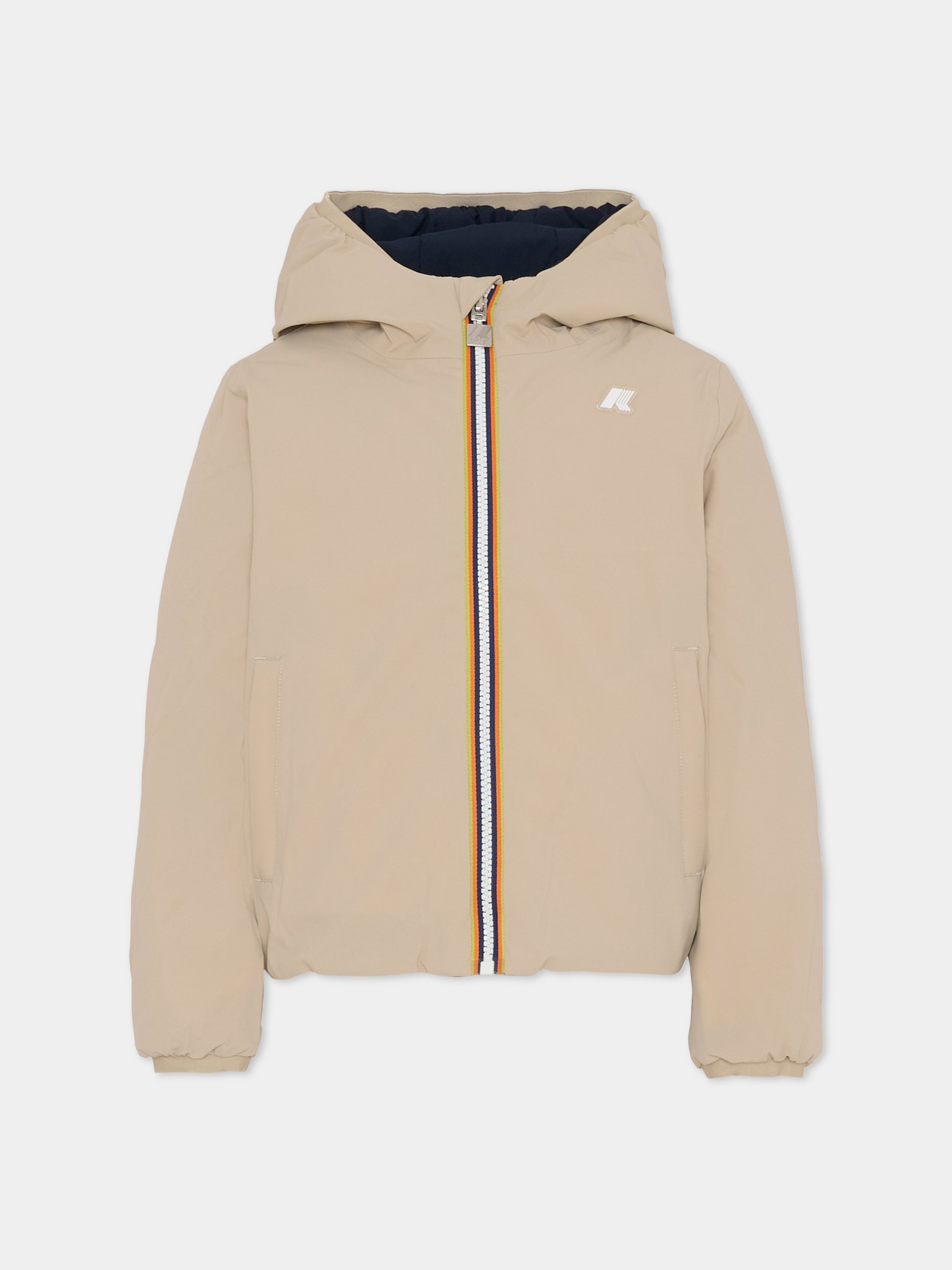 Piumino reversibile P. Jack St Warm beige per bambino con logo,K-way,K71337W B2A