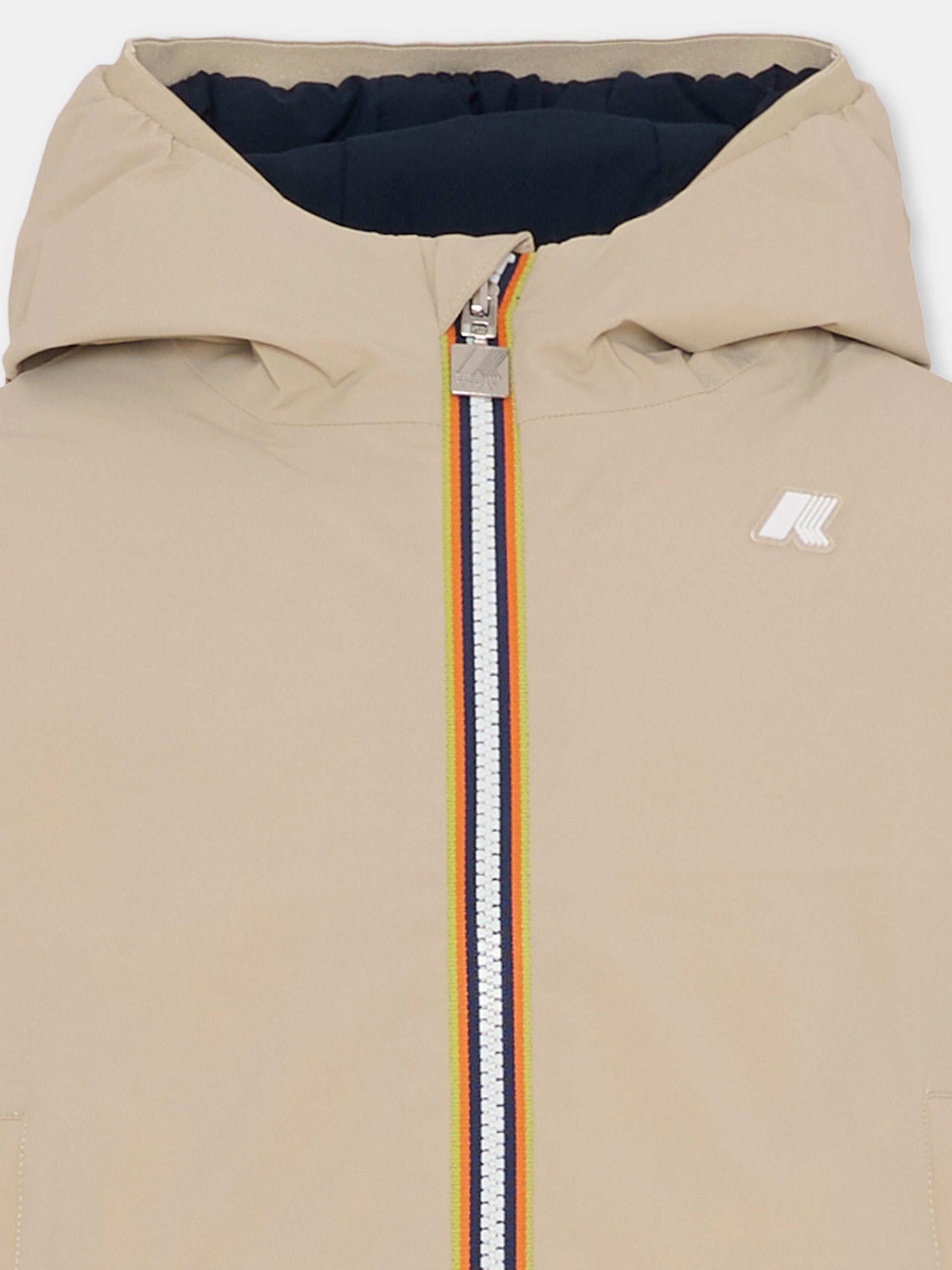 Piumino reversibile P. Jack St Warm beige per bambino con logo,K-way,K71337W B2A