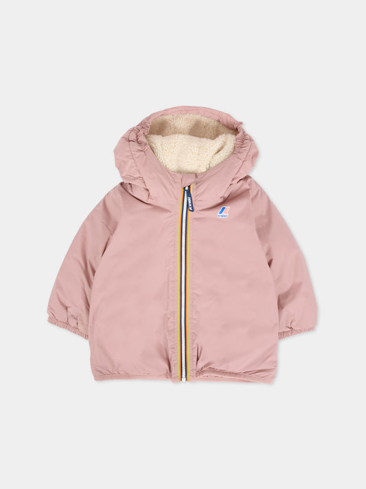Giubbotto rosa Claudine Orsetto per neonata con logo,K-way,K7142RW WDV