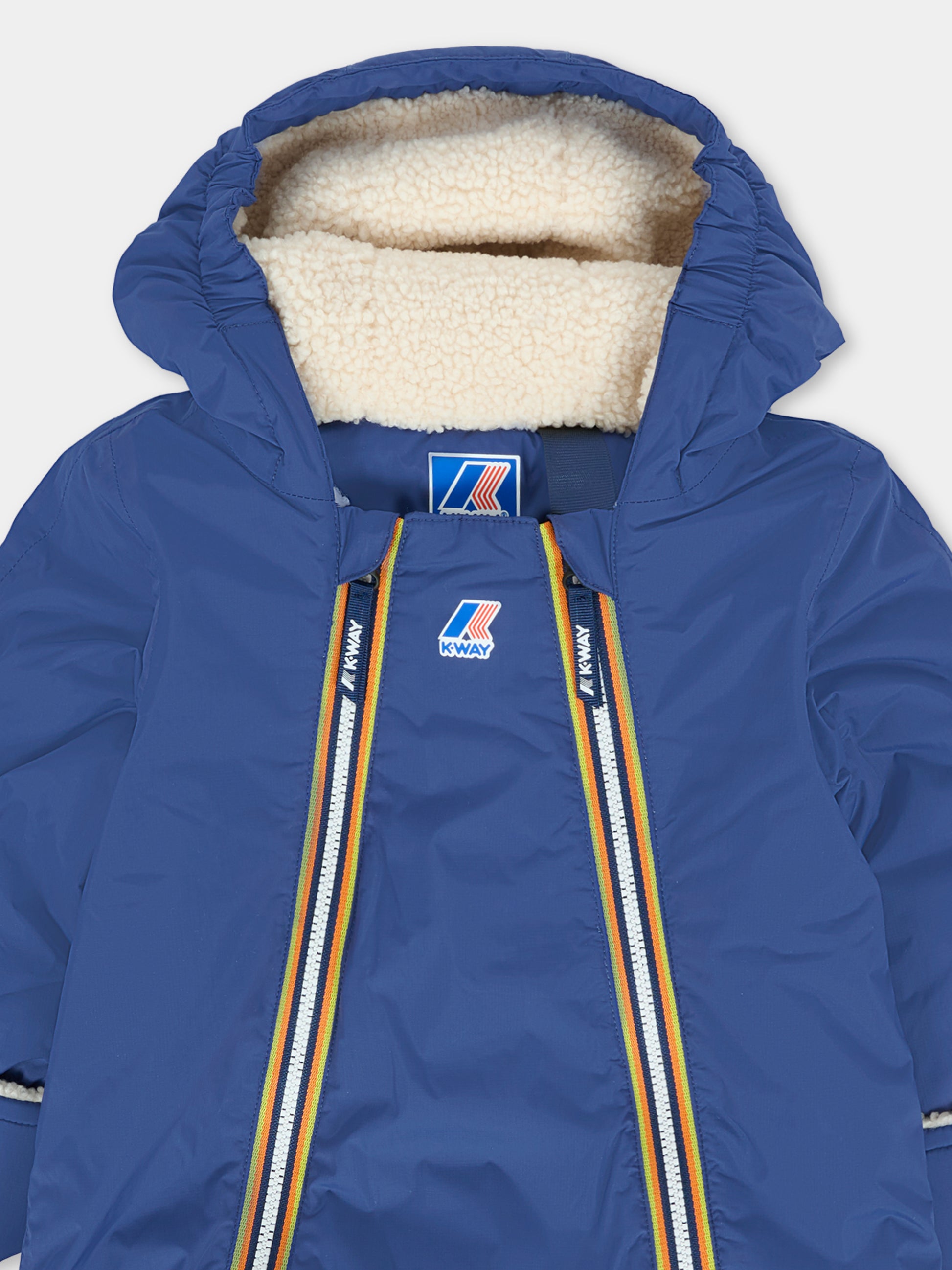 Piumino blu Snotty Orsetto per neonato con logo,K-way,K8134PW 867