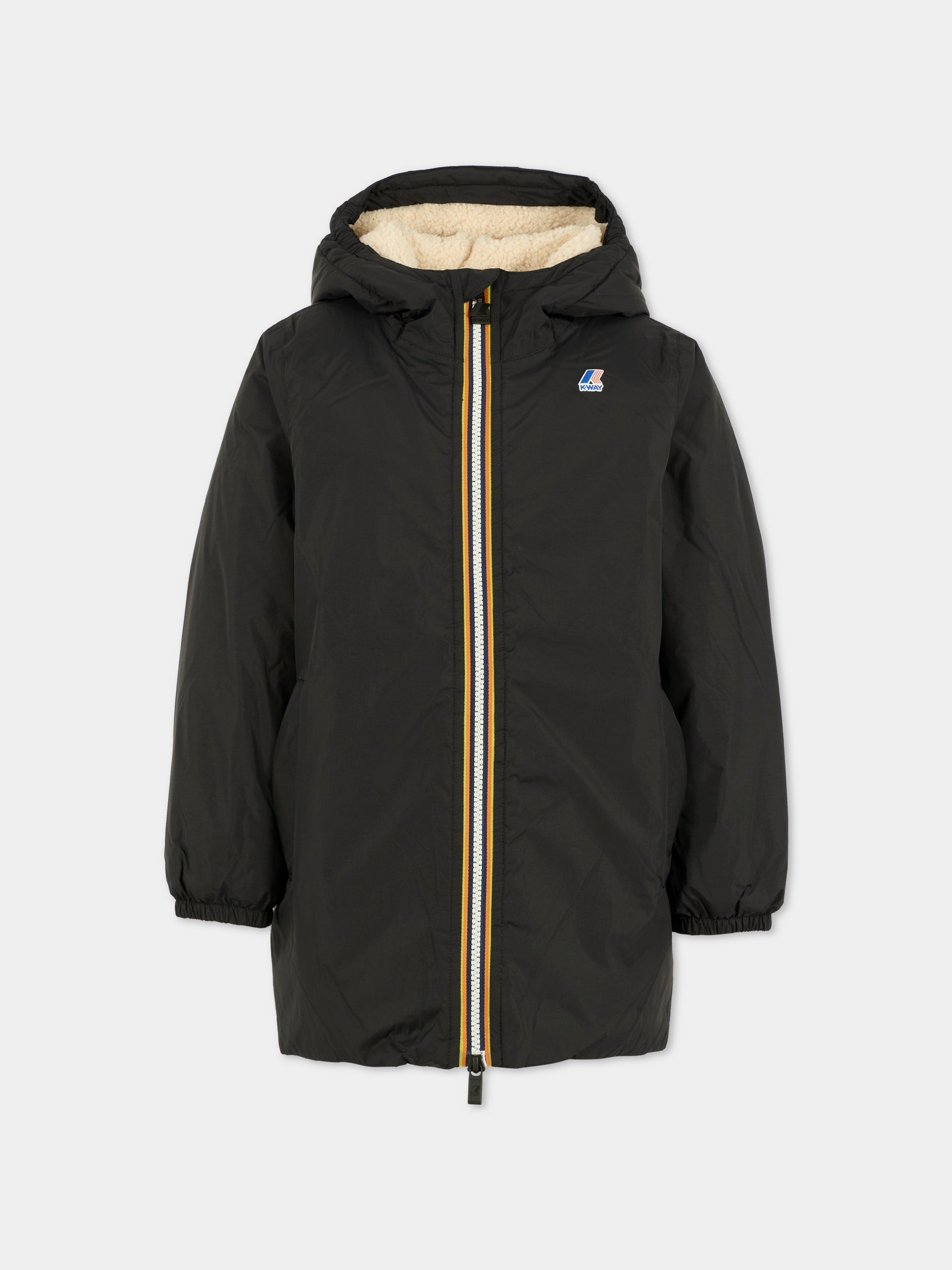 Giubbotto nero Eiffel Orsetto per bambini con logo,K-way,K7142UW USY