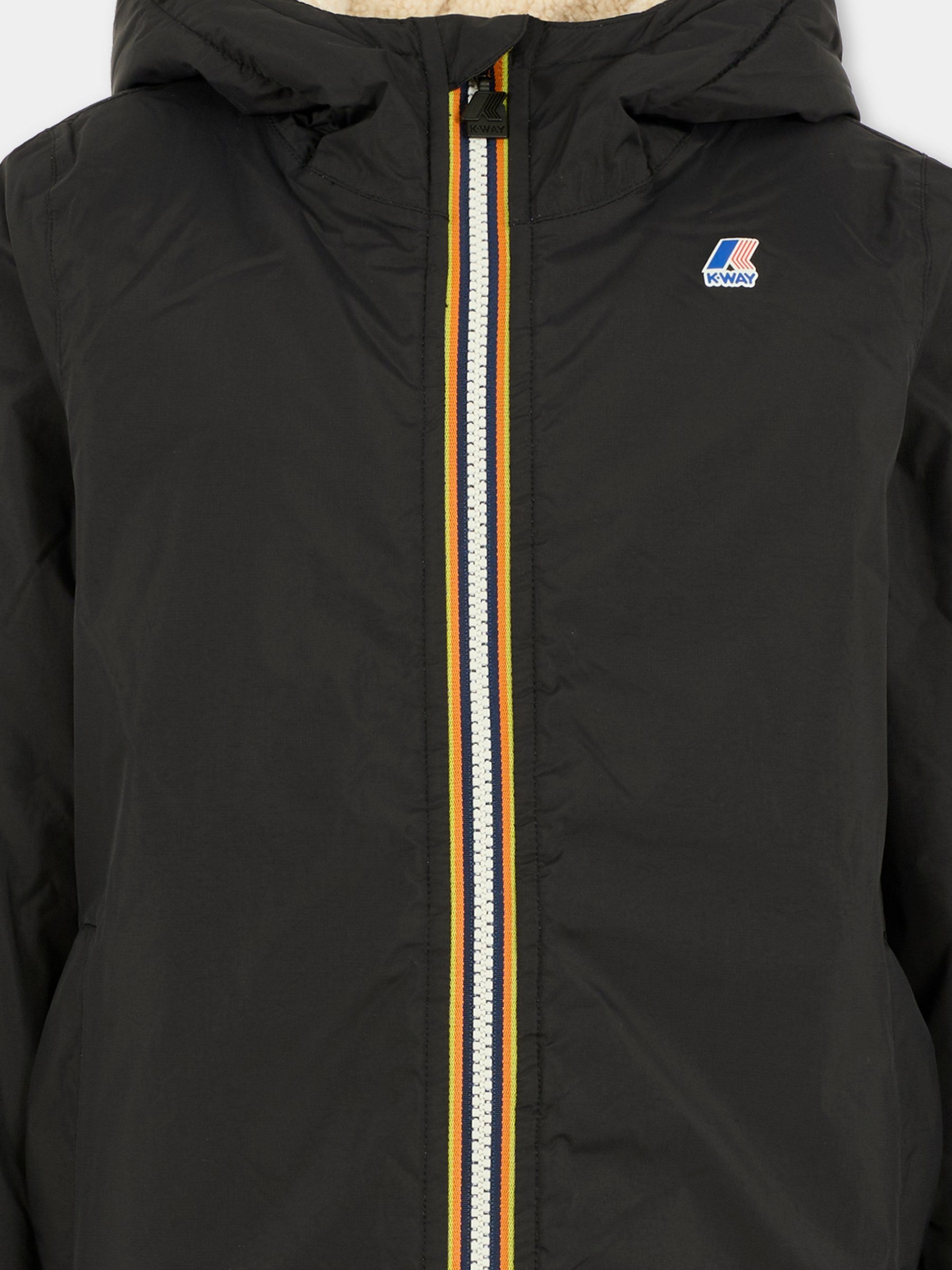 Giubbotto nero Eiffel Orsetto per bambini con logo,K-way,K7142UW USY