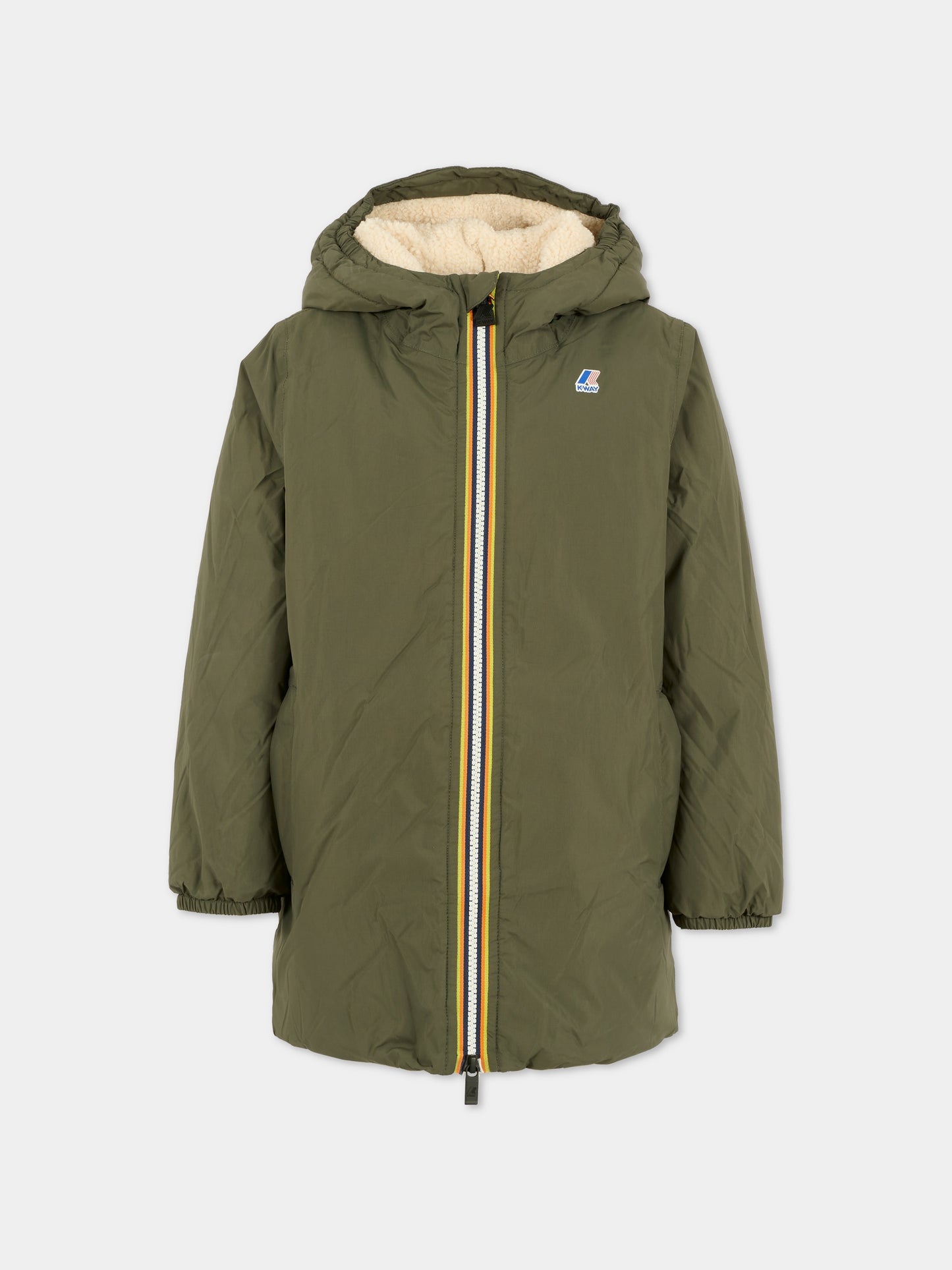 Giubbotto verde Eiffel Orsetto per bambini con logo,K-way,K7142UW WMR