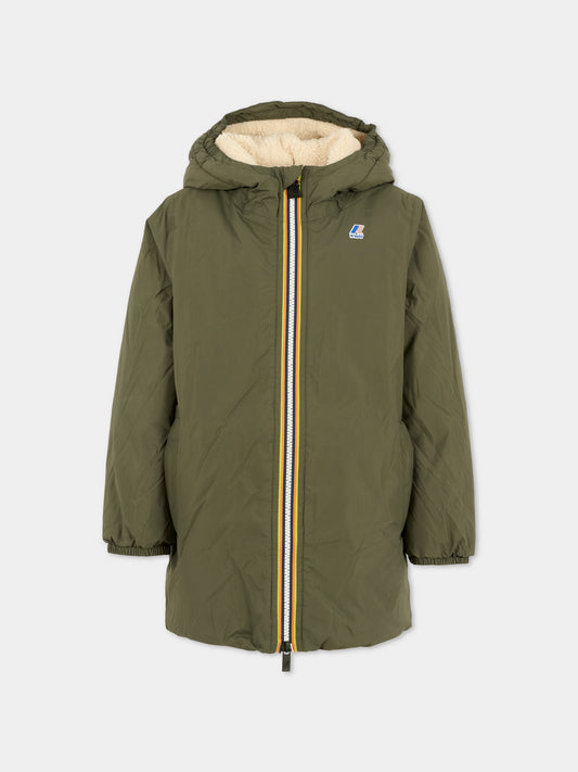 Giubbotto verde Eiffel Orsetto per bambini con logo,K-way,K7142UW WMR