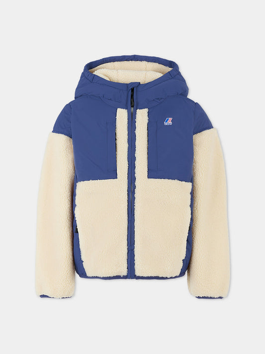 Ecopelliccia Samson blu per bambini con logo,K-way,K21452W B0B