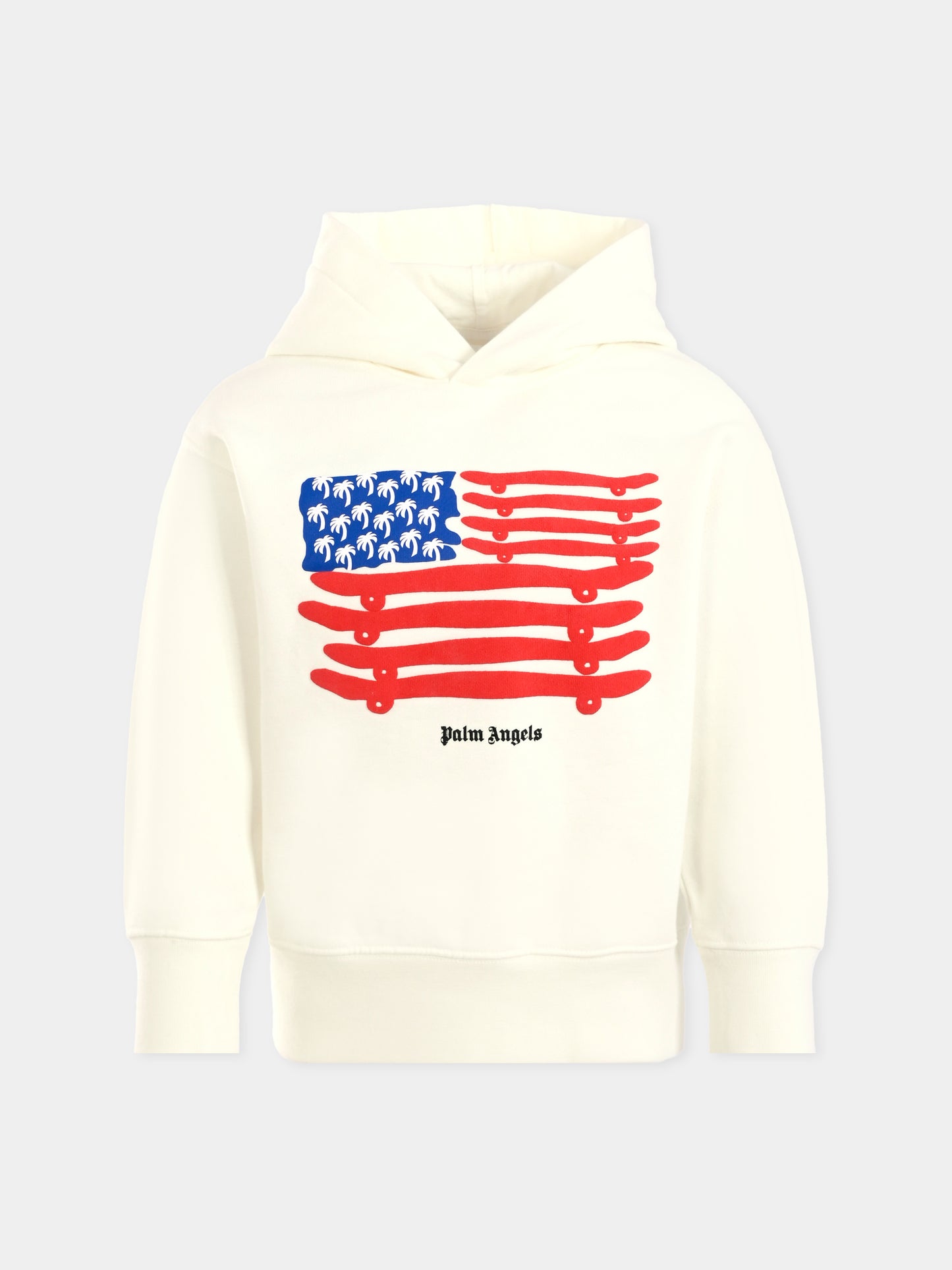 Felpa avorio per bambino con bandiera americana,Palm Angels,PBBB012F25FLE0040325