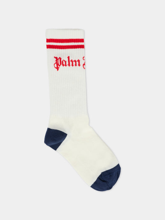 Calze bianche per bambini con logo,Palm Angels,PBRA005F25KNI0010325