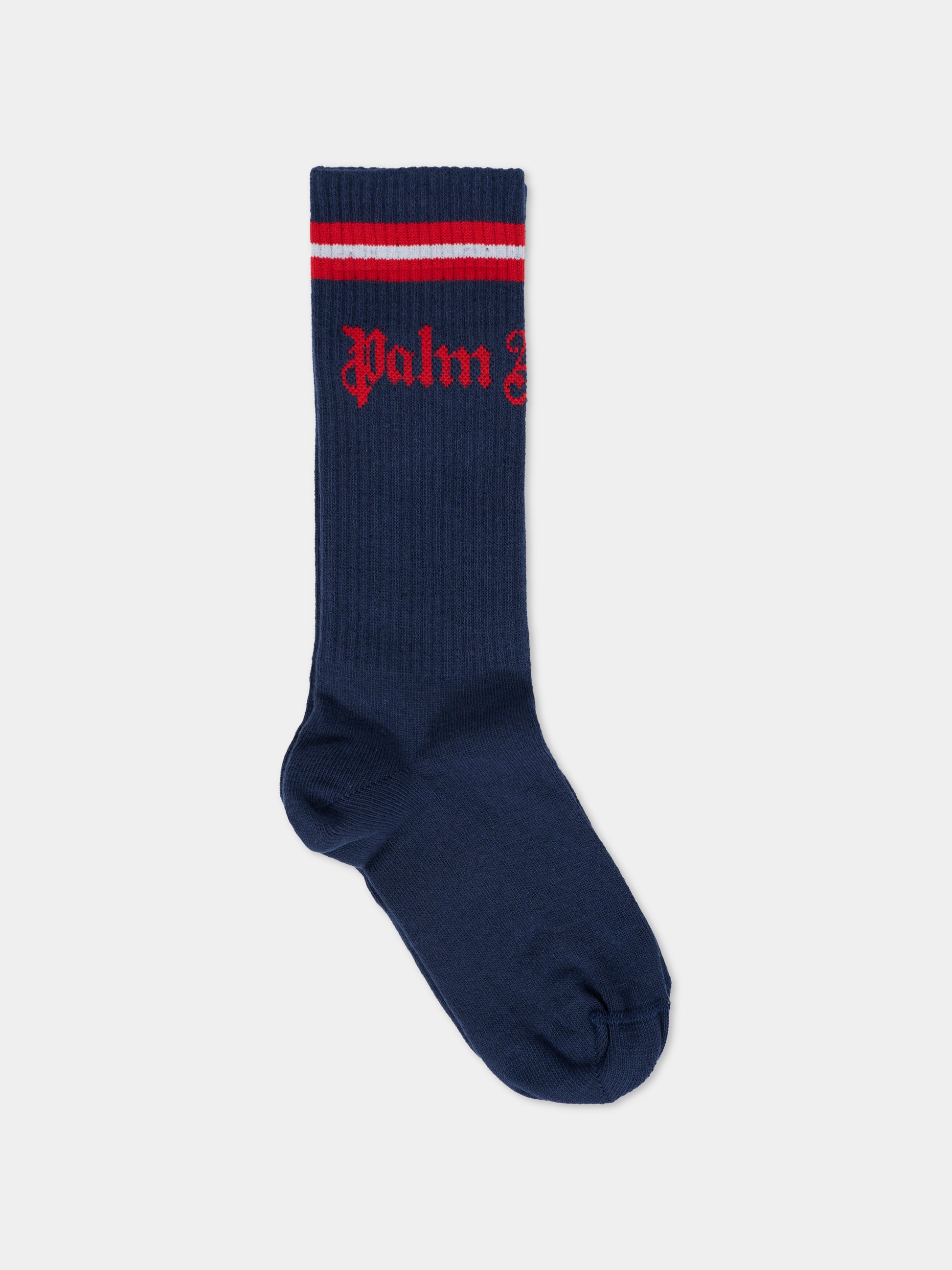 Calze blu per bambino con logo,Palm Angels,PBRA005F25KNI0014625