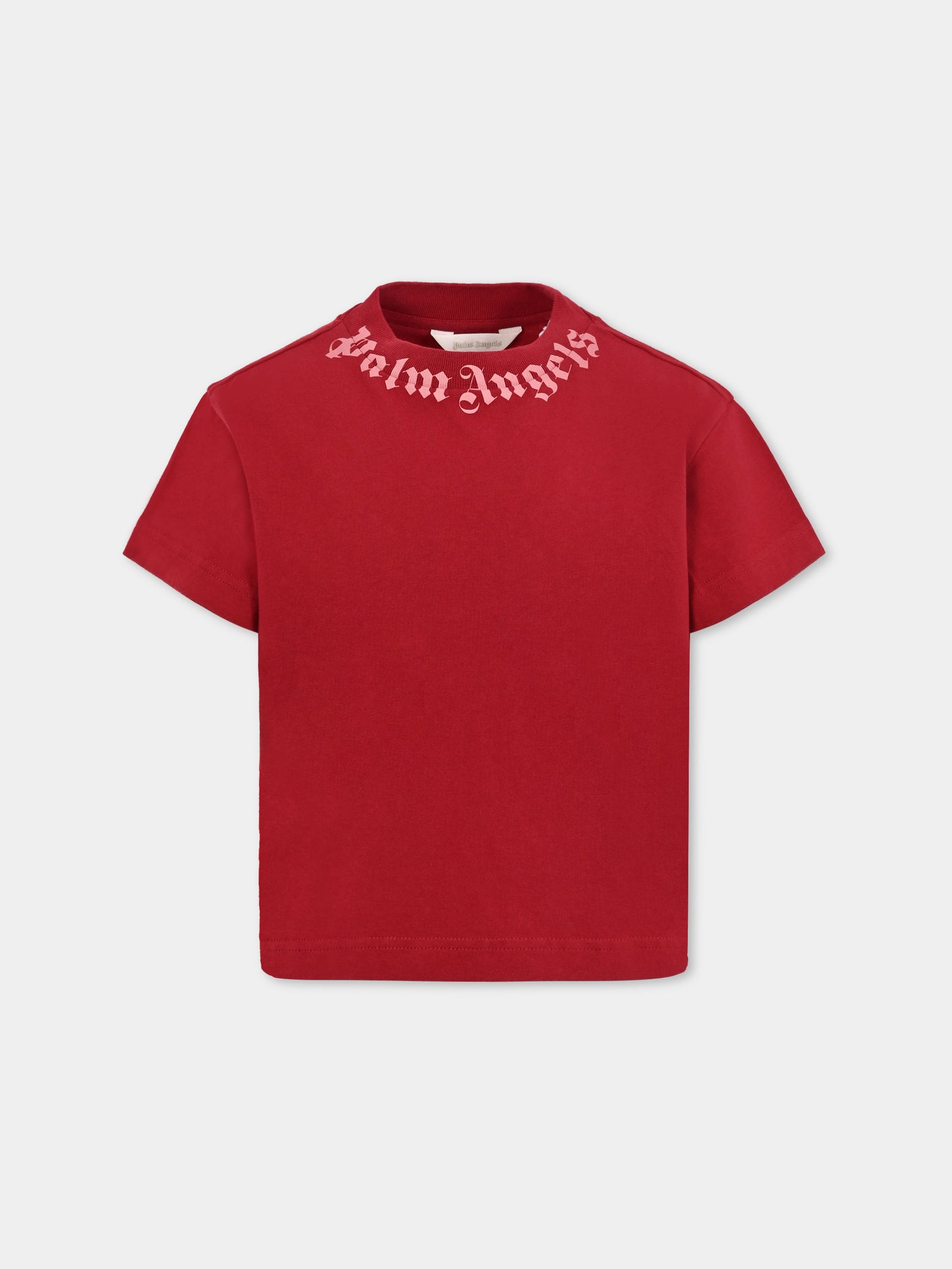 T-shirt bordeaux per bambina con logo,Palm Angels,PGAA002F25JER0082730